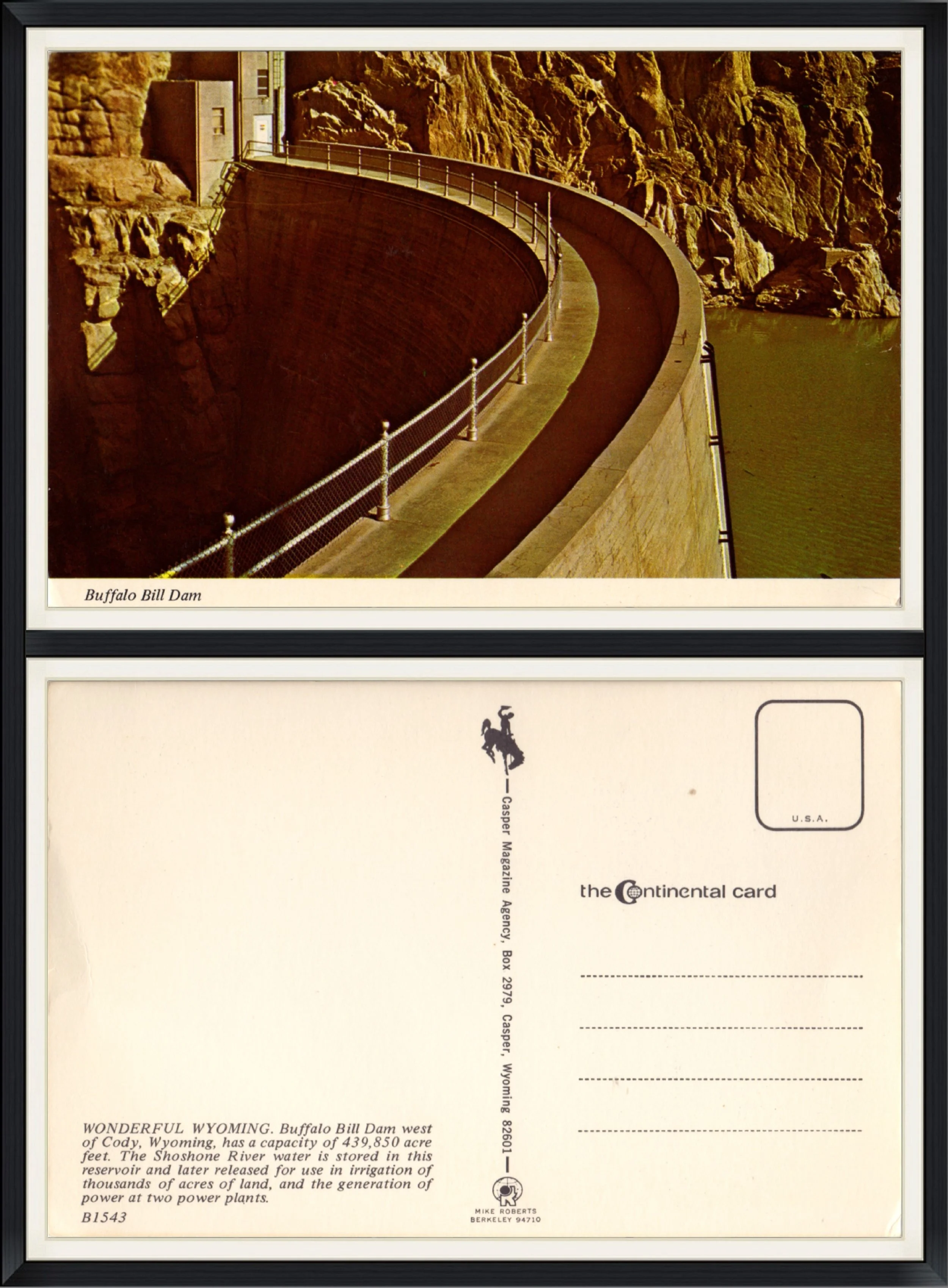 Buffalo Bill Dam, Cody, Wyoming - Printed Postcard