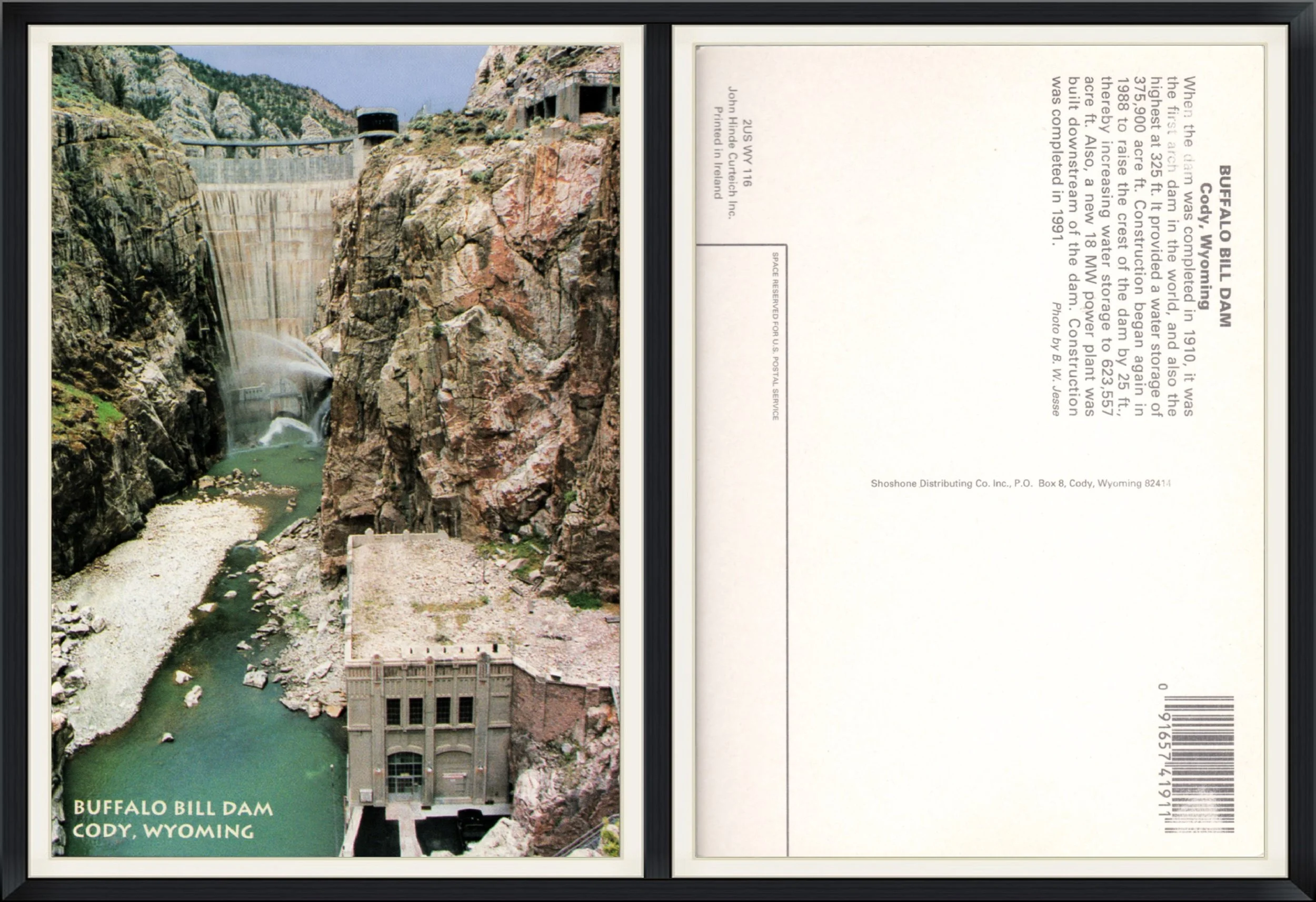 Buffalo Bill Dam, Cody, Wyoming - Printed Postcard