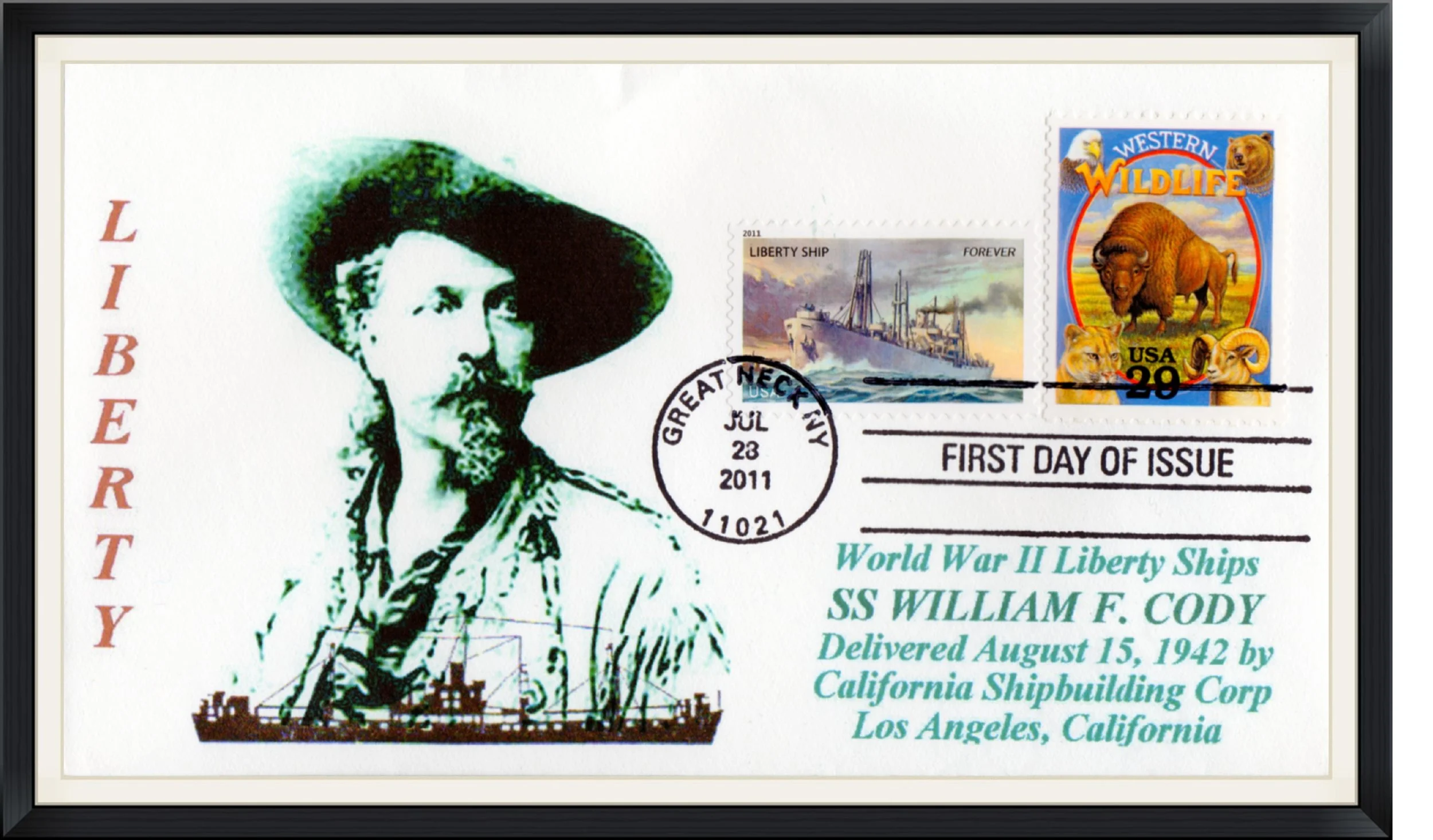 2011 - Postmarked in Great Necx, NY - Liberty Ship - SS William F. Cody - First Day of Issue Cover/Envelope