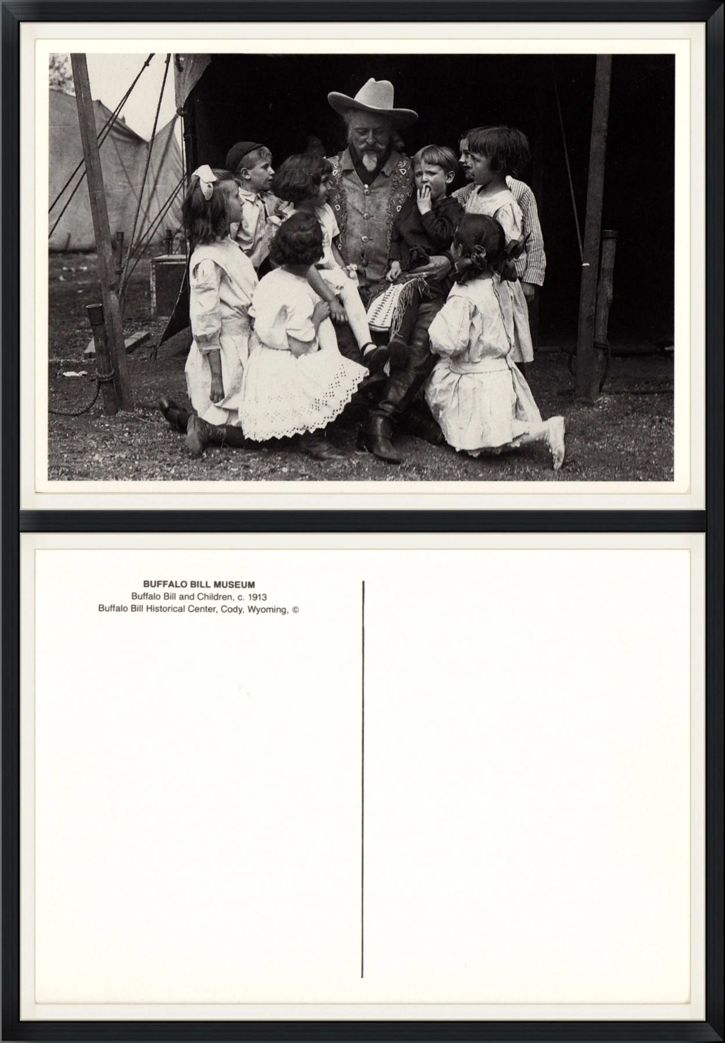 Buffalo Bill Museum - Buffalo Bill with Children Circa 1913 - Printed Postcard