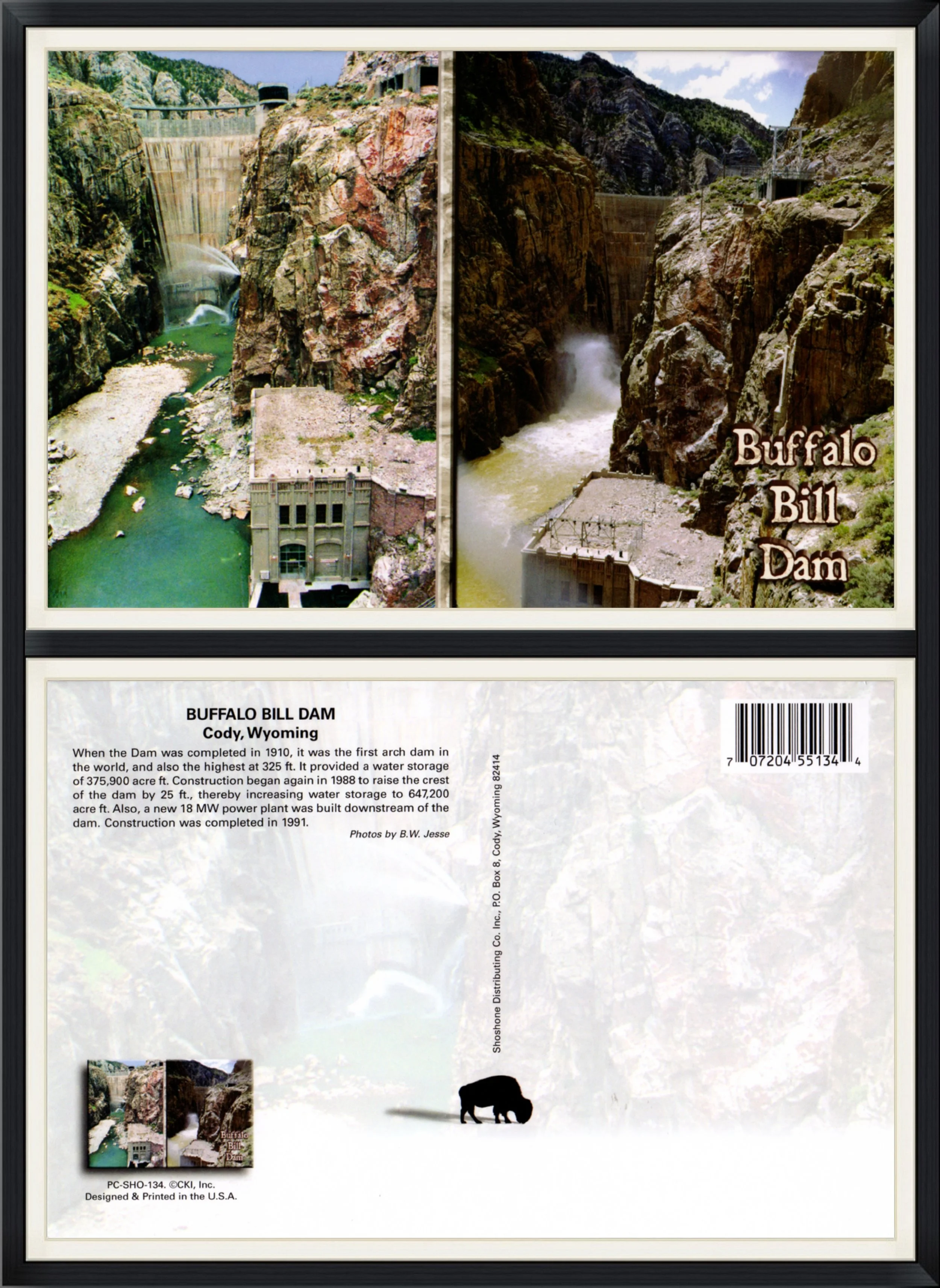 Buffalo Bill Dam - Cody, Wyoming - Printed Postcard