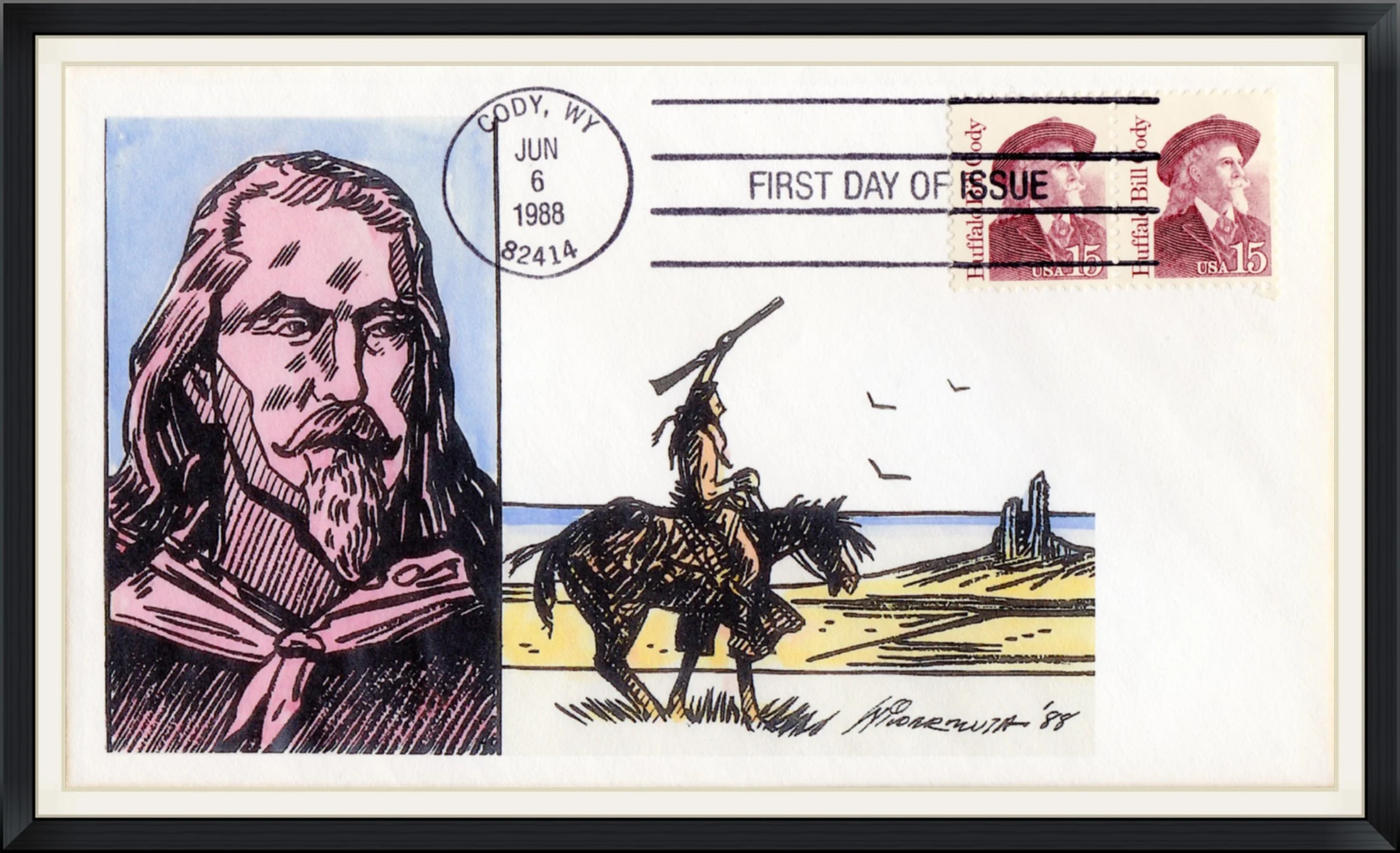 Buffalo Bill - Postmarked on 1988 in Cody, WY - First Day of Issue Cover/Envelope