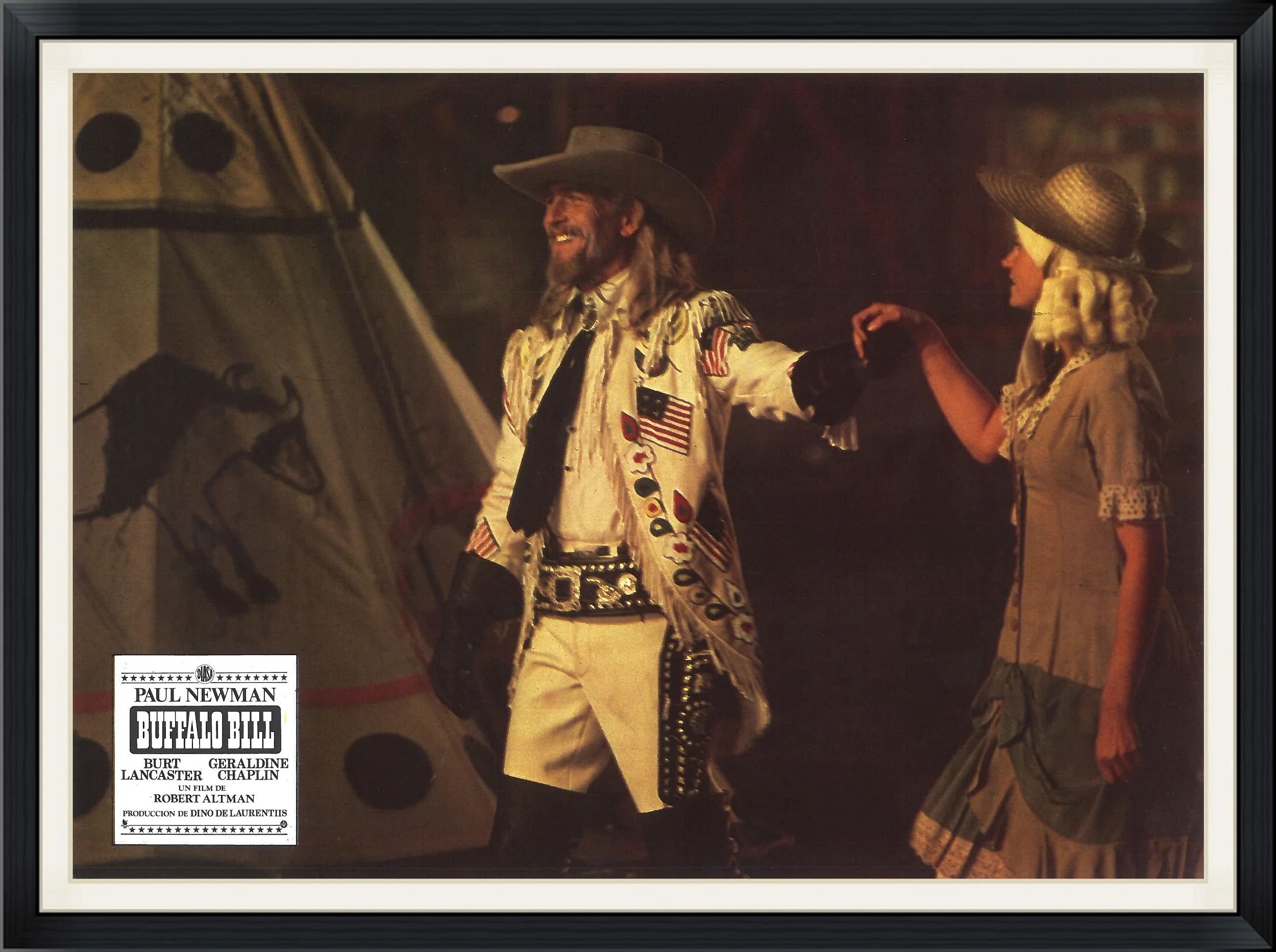 1976 - Buffalo Bill and the Indians Movie/Film - Starring Paul Newman as Buffalo Bill - Also Featuring Burt Lancaster, Geraldine Chaplin and Robert Altman - Dino De Laurentiis - Lobby Card