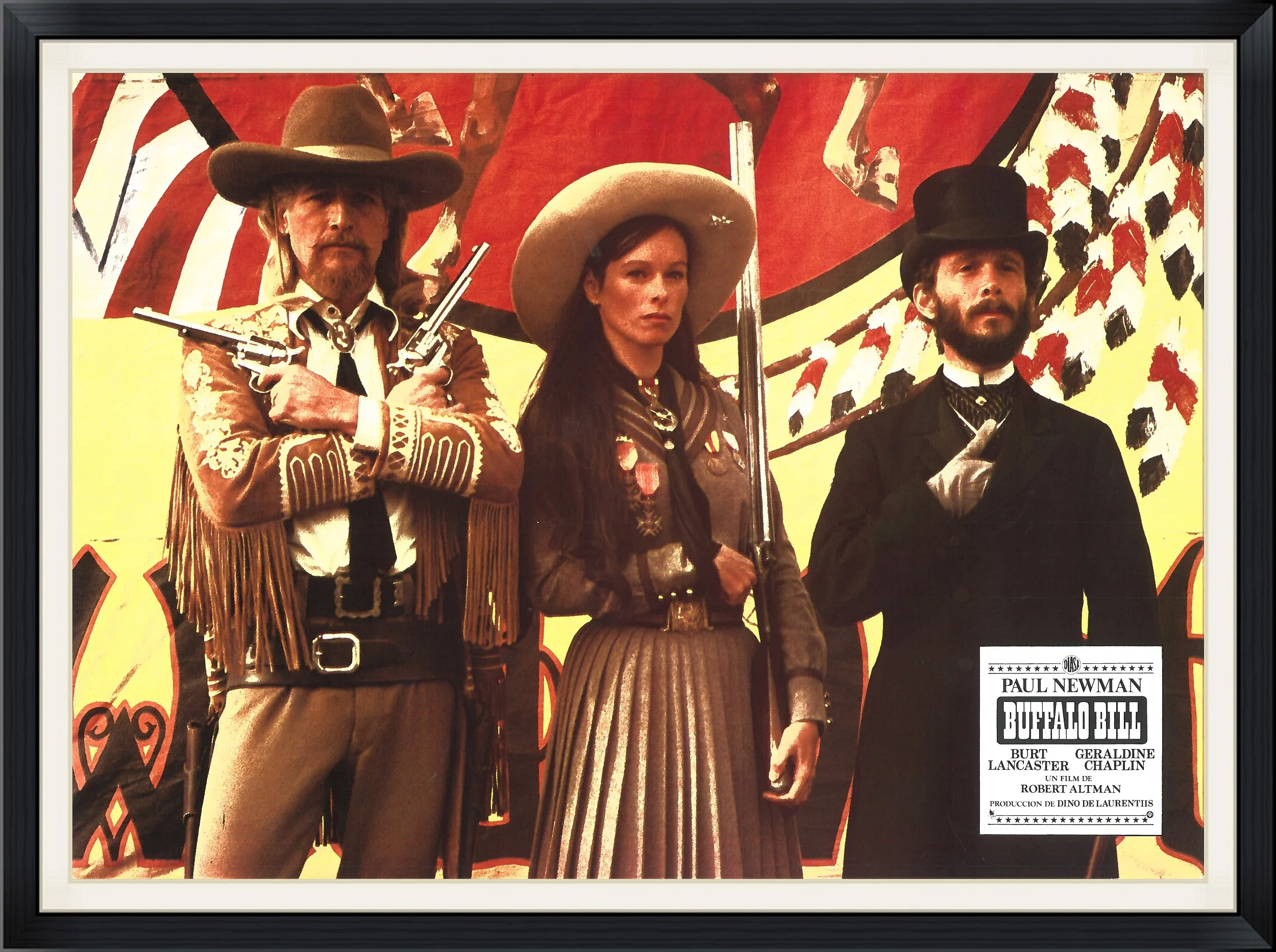 1976 - Buffalo Bill and the Indians Movie/Film - Starring Paul Newman as Buffalo Bill - Also Featuring Burt Lancaster, Geraldine Chaplin and Robert Altman - Dino De Laurentiis - Lobby Card