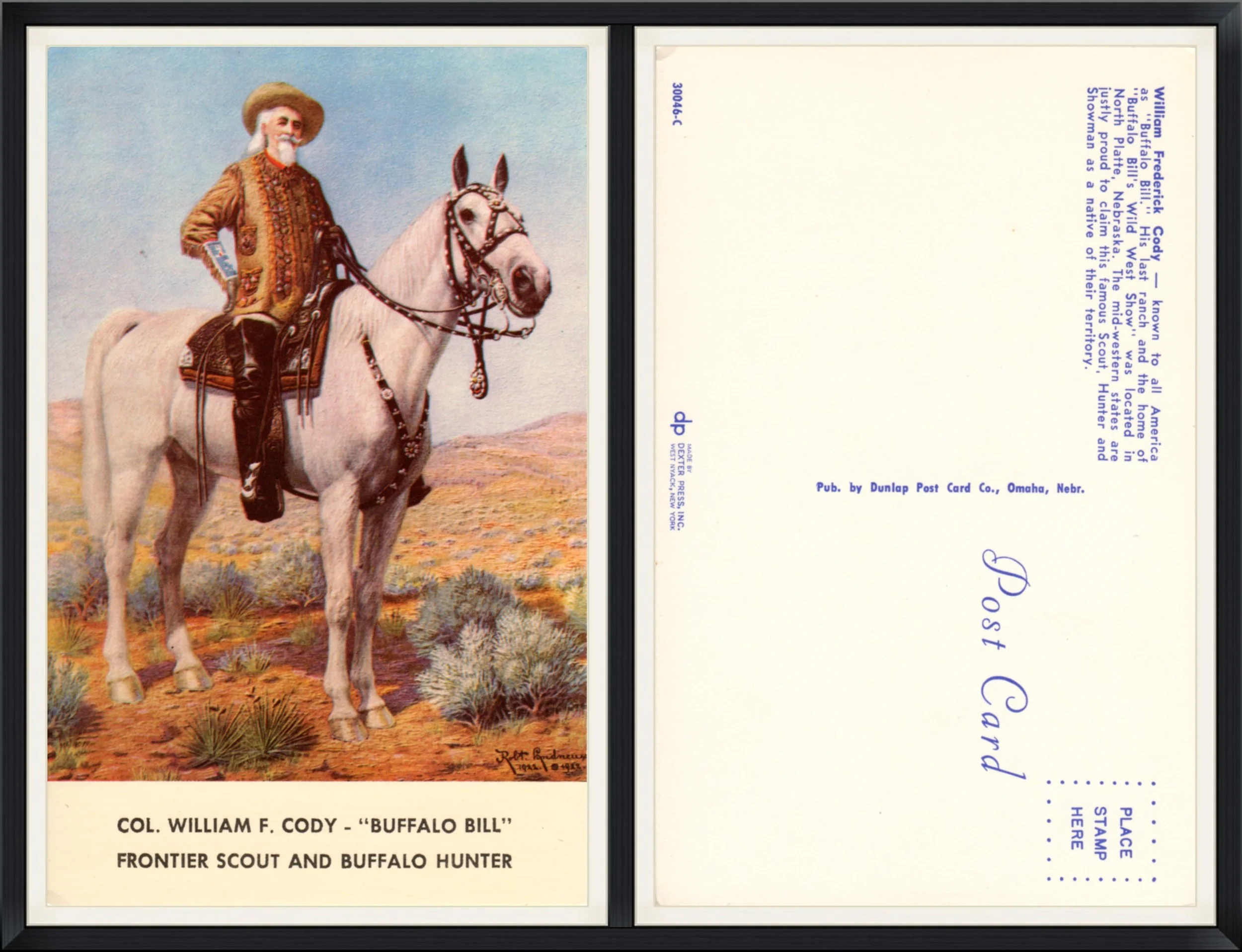 Col. William F. Cody - "Buffalo Bill" - Frontier Scout and Buffalo Hunter - Printed Postcard