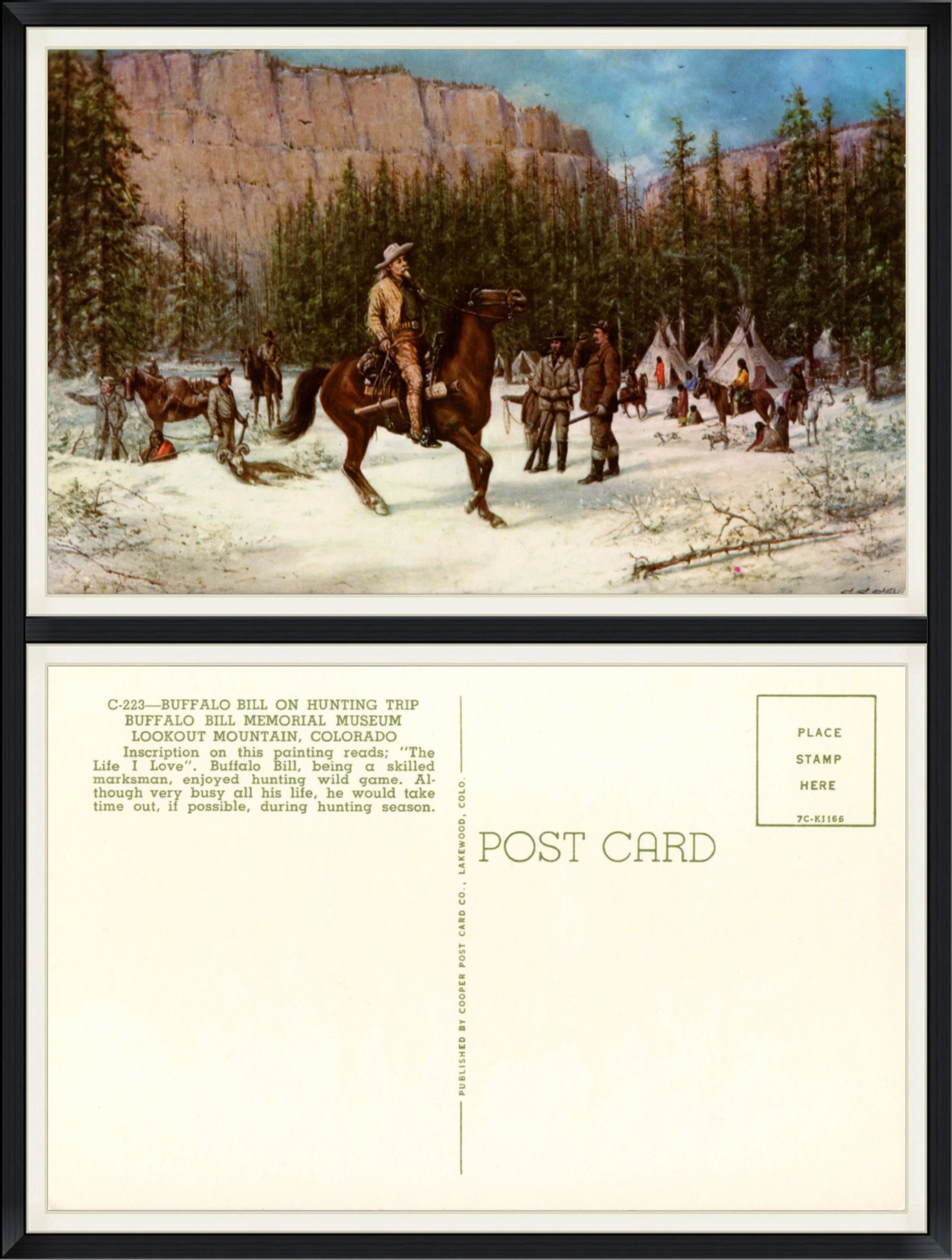 Buffalo Bill on Hunting Trip - Buffalo Bill Memorial Museum, Lookout Mountain, Colorado - C223 - Printed Postcard