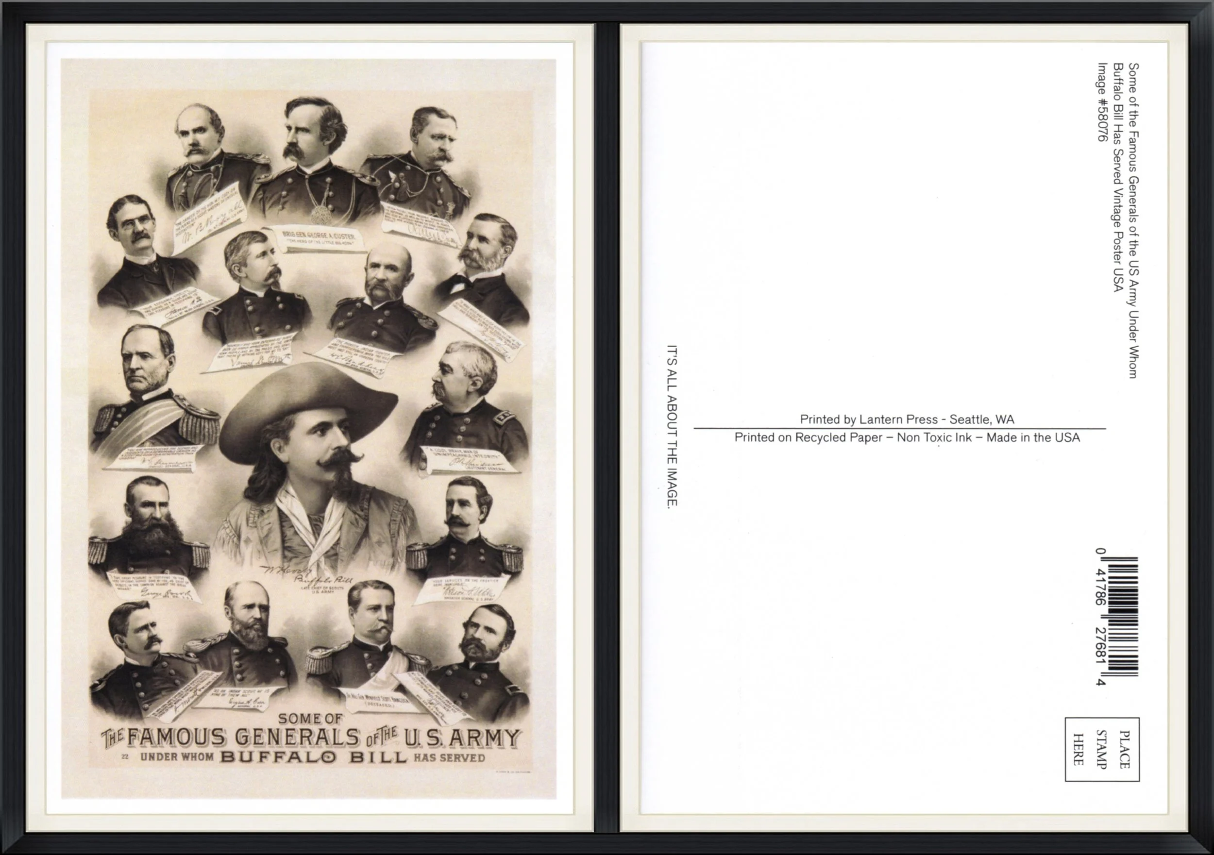 Some of the Famous Generals of the US Army under whom Buffalo Bill has served - #58076 - Printed Postcard