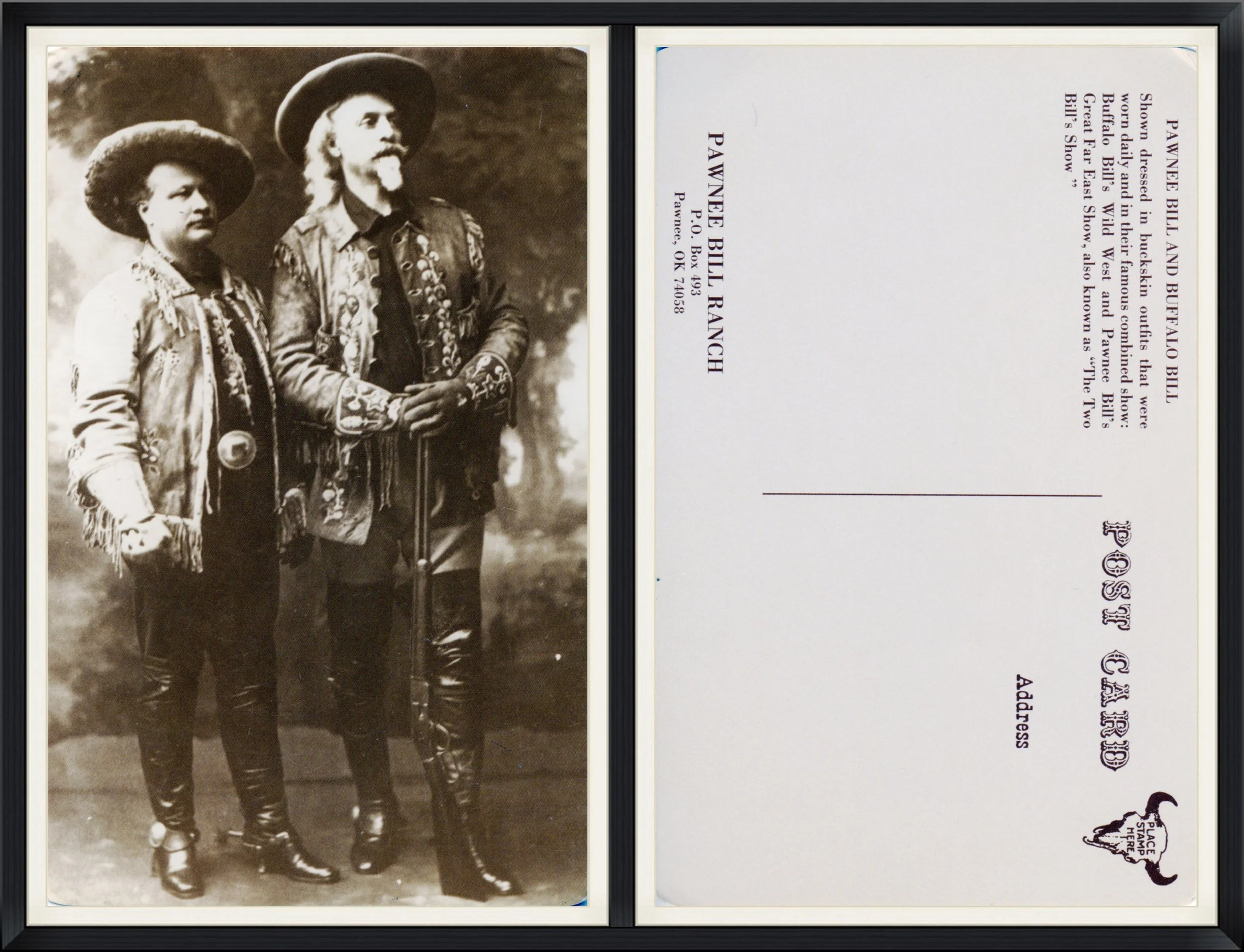 Pawnee Bill and Buffalo Bill - P. O. Box 493, Pawnee, Oklahoma 74058 - Printed Postcard