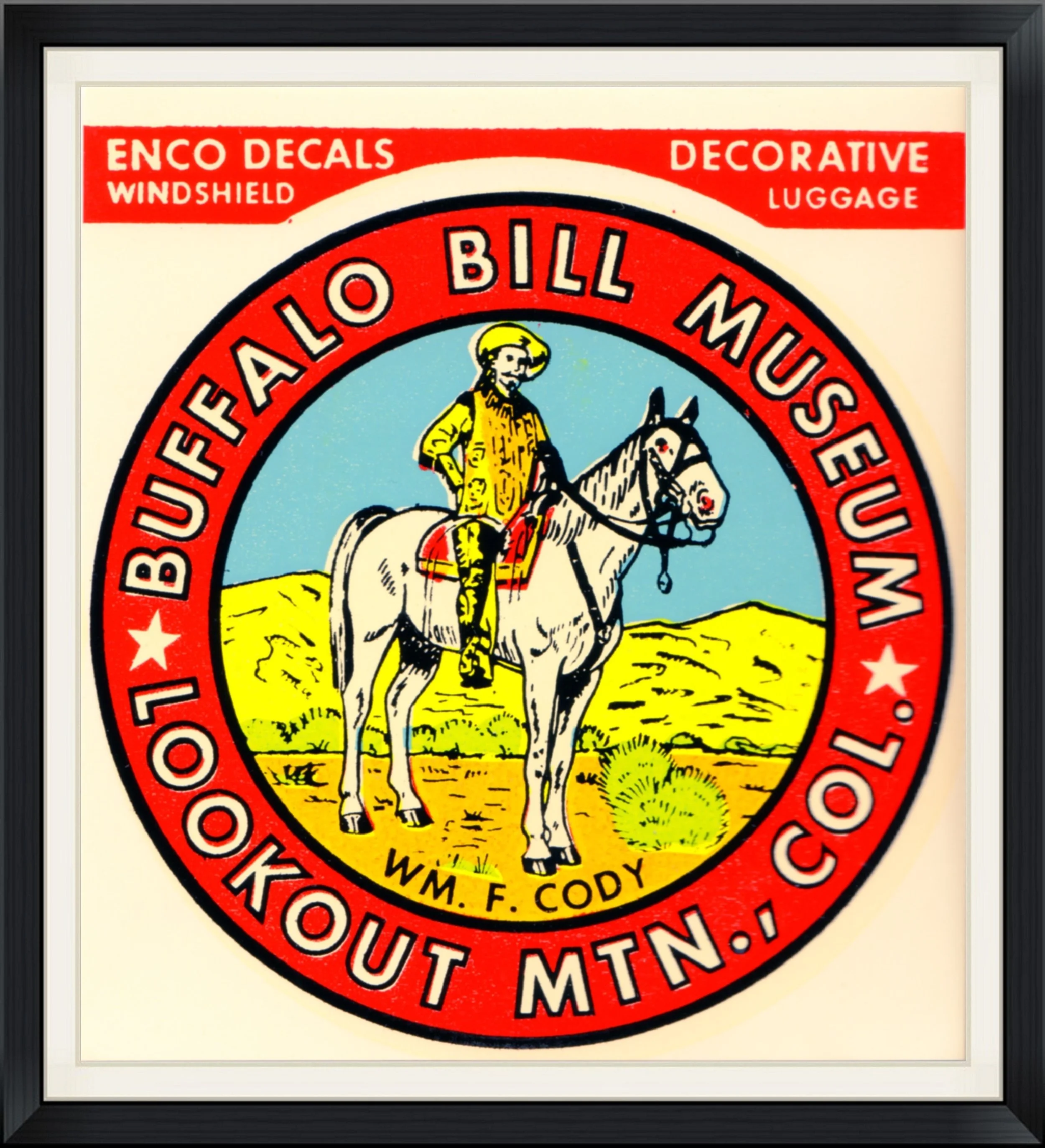 Buffalo Bill Museum - Lookout Mountain, Colorado - Enco Decorative Decals for Windshield or Luggage - Travel Decal/Sticker