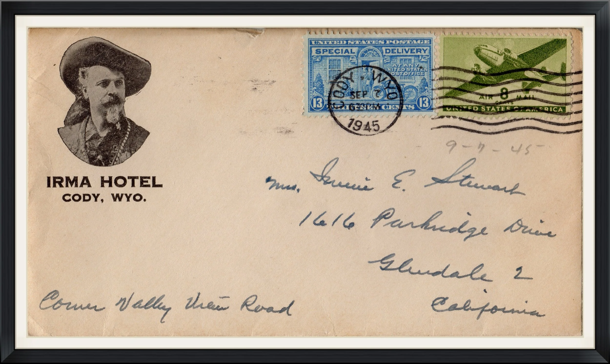 1945 - The Irma, Cody, Wyoming - Buffalo Bill's Hotel in the Rockies - Historical Cover/Envelope