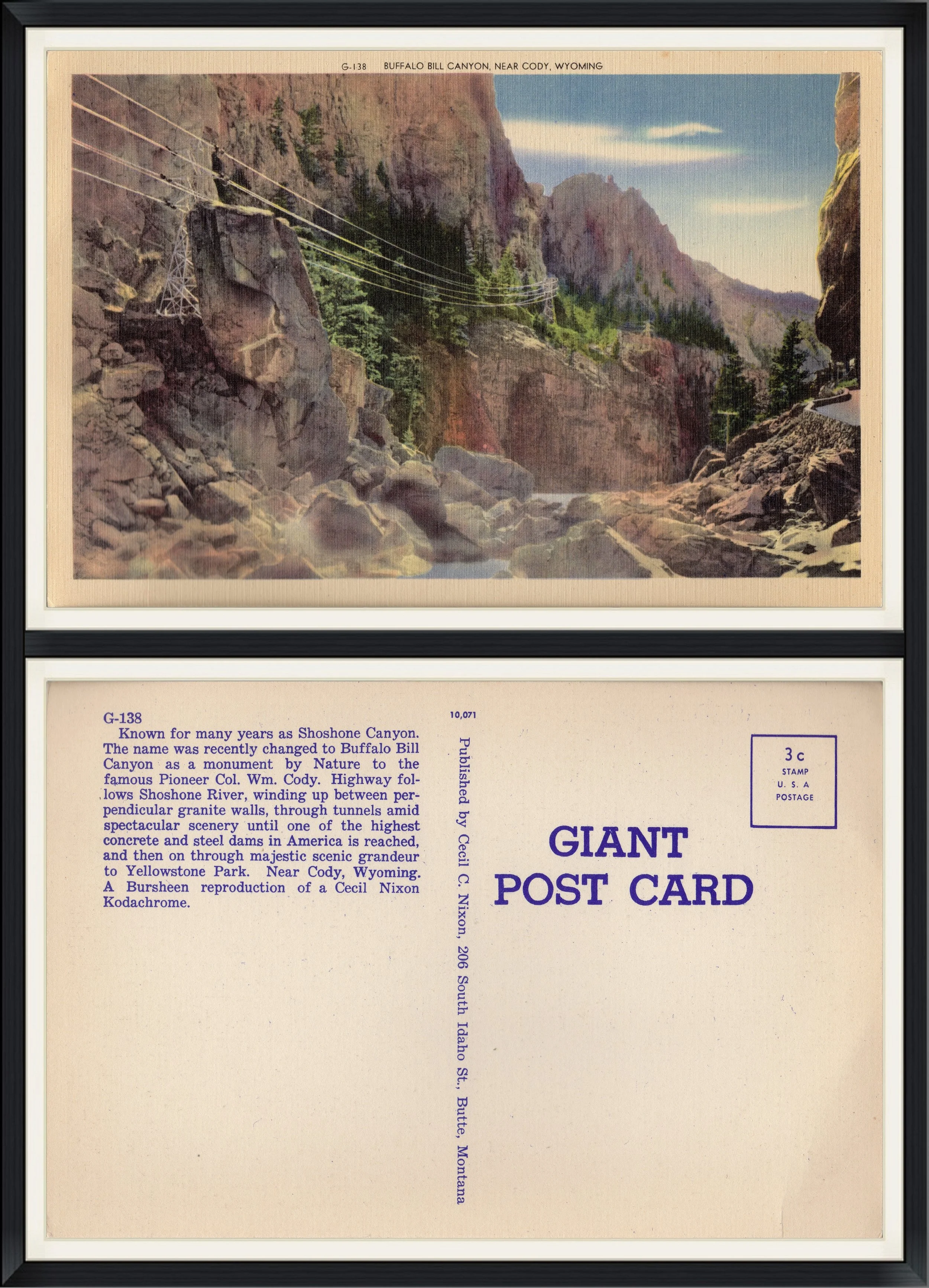 Buffalo Bill Canyon, near Cody, Wyoming - G-138 - Giant Printed Postcard