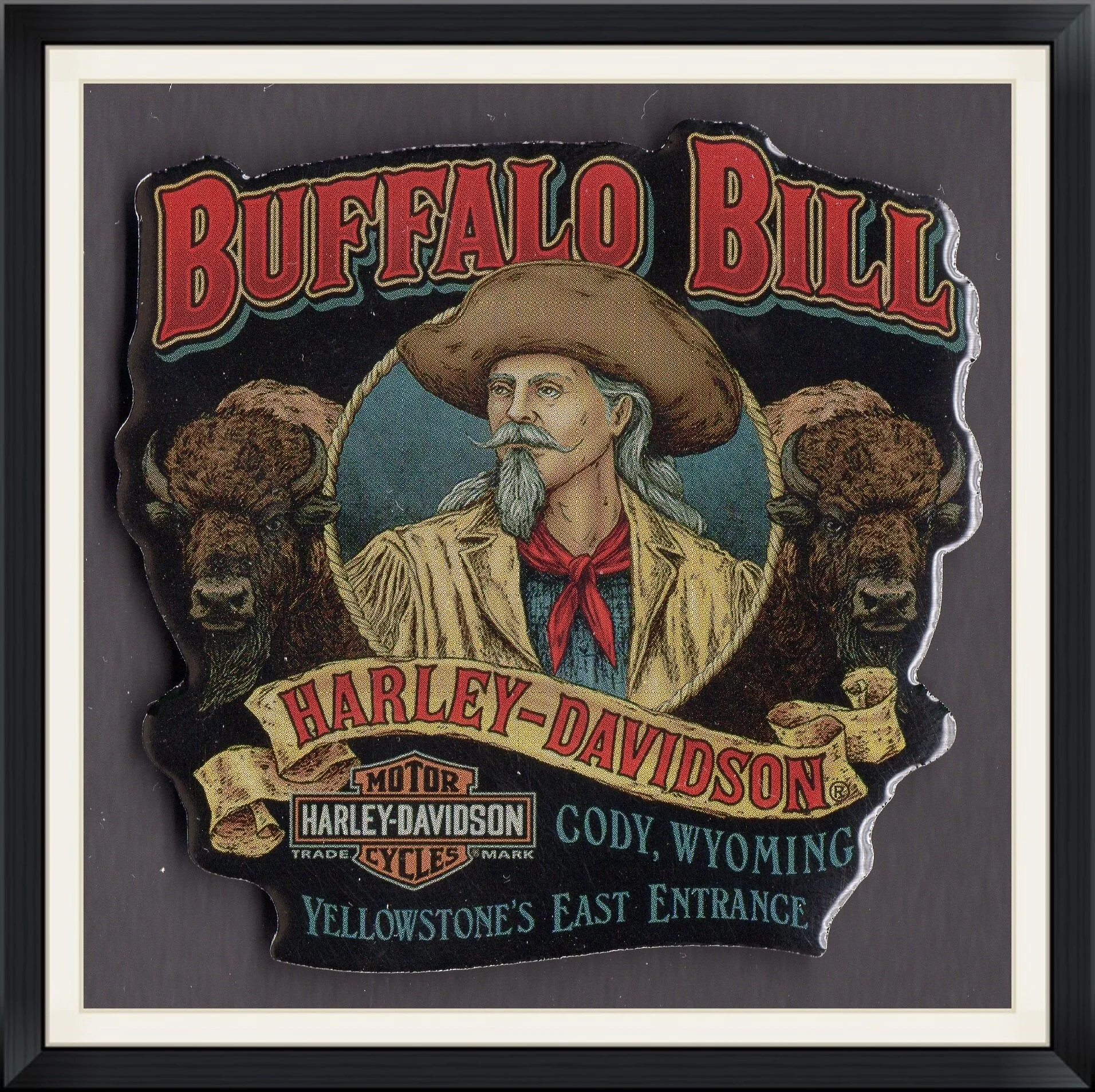 Buffalo Bill - Harley Davidson Motor Cycles - Cody, Wyoming - Yellowstone's East Entrance - Travel, Souvenir Magnet