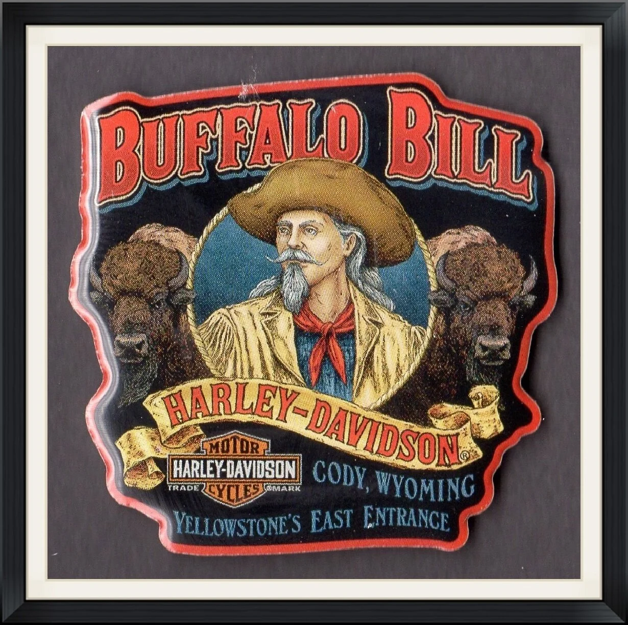 Buffalo Bill Harley-Davidson Motor Cycles - Cody, Wyoming - Yellowstone's East Entrance - Travel, Souvenir Pinback Button