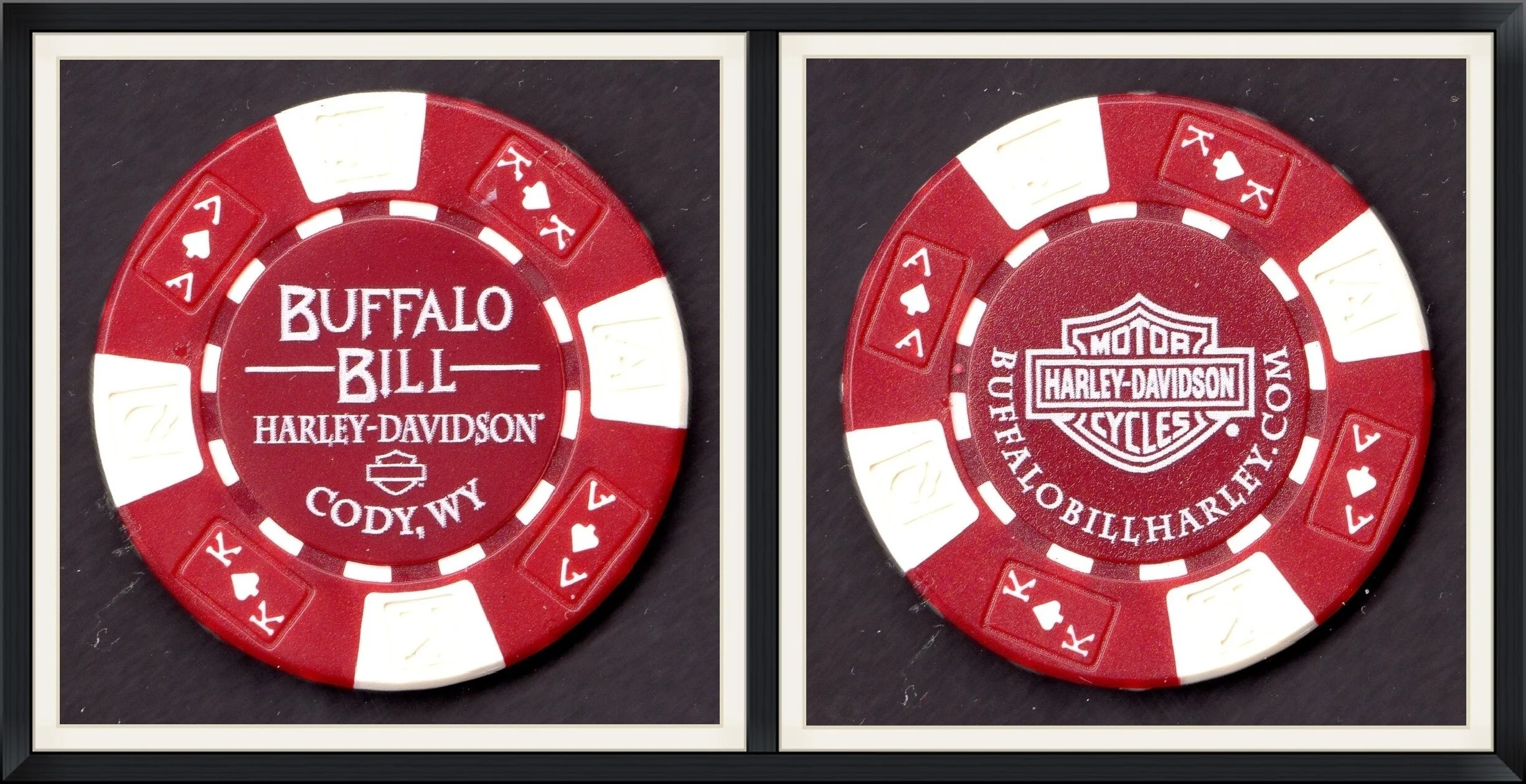 Buffalo Bill Harley-Davidson - Cody, Wyoming - Red & White Poker Chip