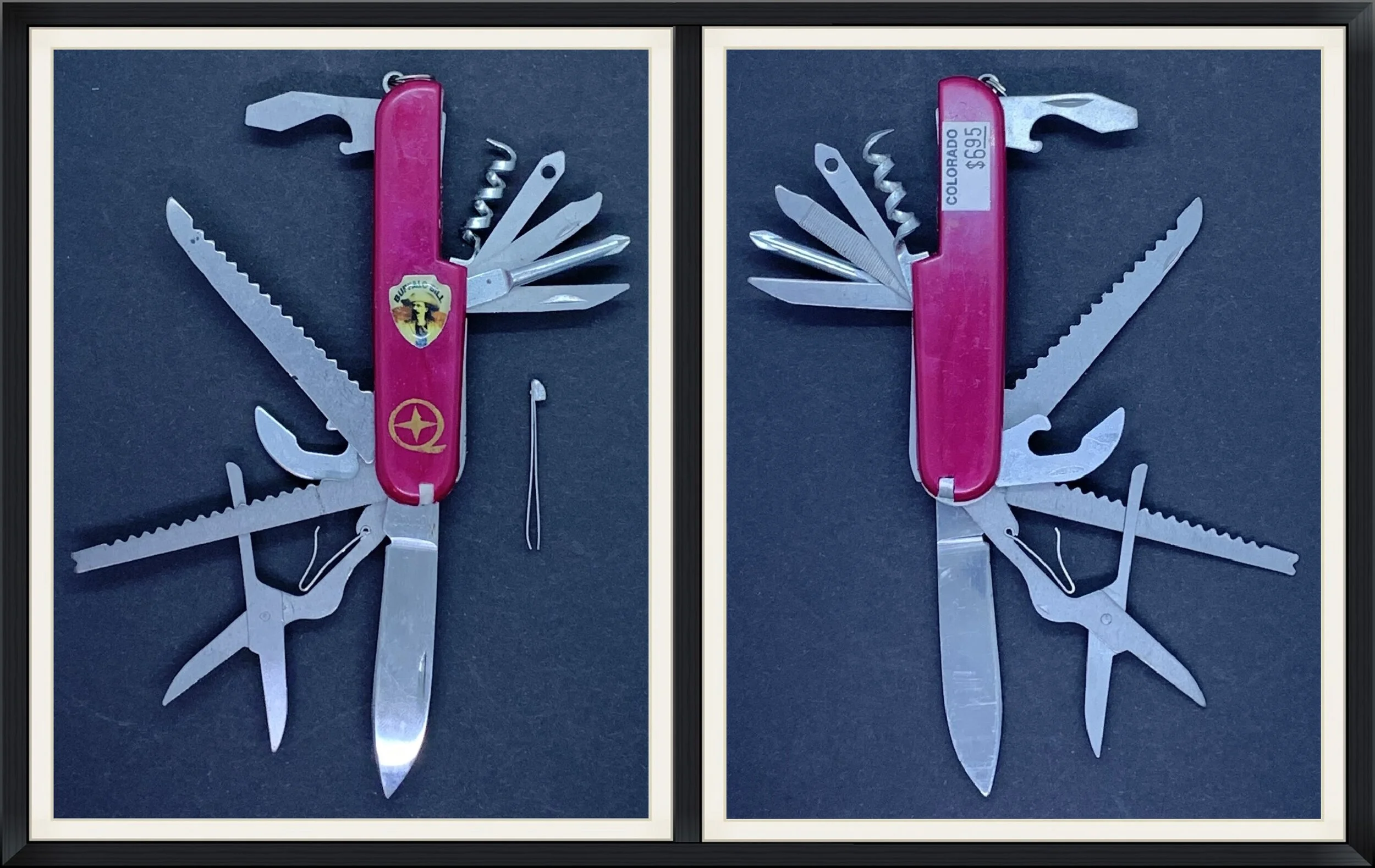 Buffalo Bill - $6.95 Price Tag Sticker - Colorado Souvenir - Multi Blade, Swiss Army, Pocket Knife