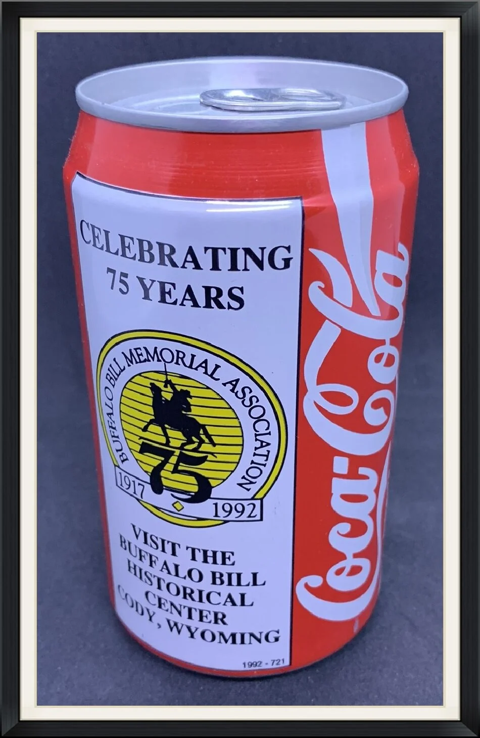 1992 - Celebrating 75 Years - Buffalo Bill Memorial Association - 1917 to 1992 - Coca-Cola Soft Drink/Soda/Pop Can
