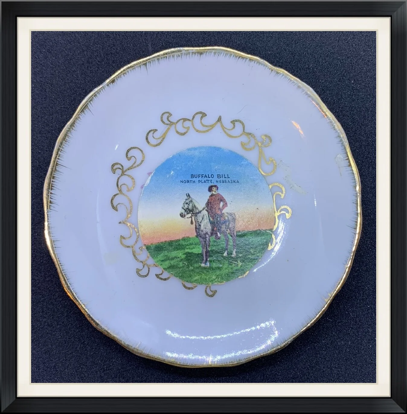 Buffalo Bill - North Platte, Nebraska - Used Sticker on an Ordinary Small Plate