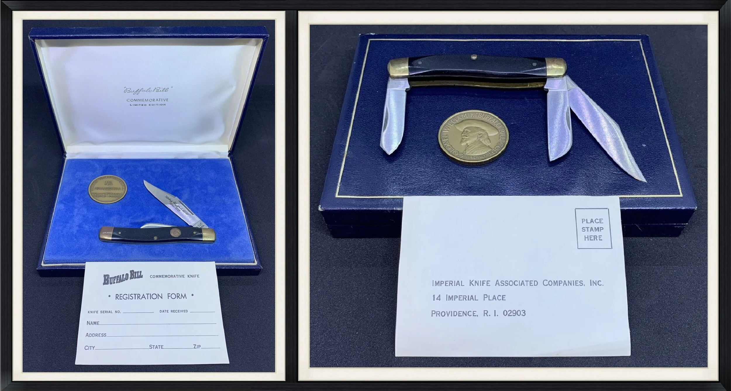 Buffalo Bill Commemorative Knife - Limited Edition - Imperial Knife Associated Companies Inc. - Multi-Blade Knife & Medallion Set