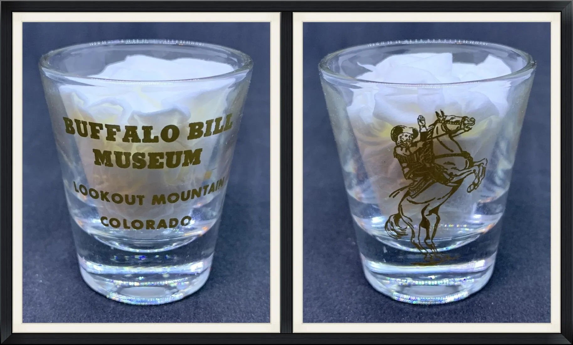 Buffalo Bill Museum - Lookout Mountain, Colorado - Buffalo Bill on Horse - Travel, Souvenir Shot Glass