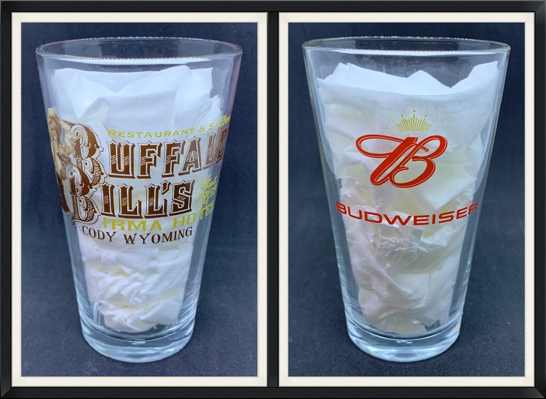 Buffalo Bill's Irma Hotel - Restaurant & Saloon - Cody, Wyoming - Establish in 1902 - Budweiser Beer Glass/Mug