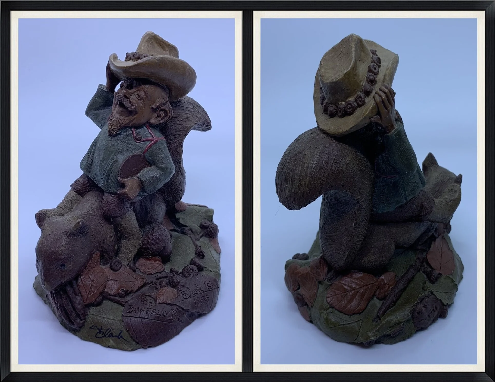 1988 - Buffalo Bill Riding A Squirrel - Limited Edition #19/35 - Clark - Painted Air Dried Clay Sculpture