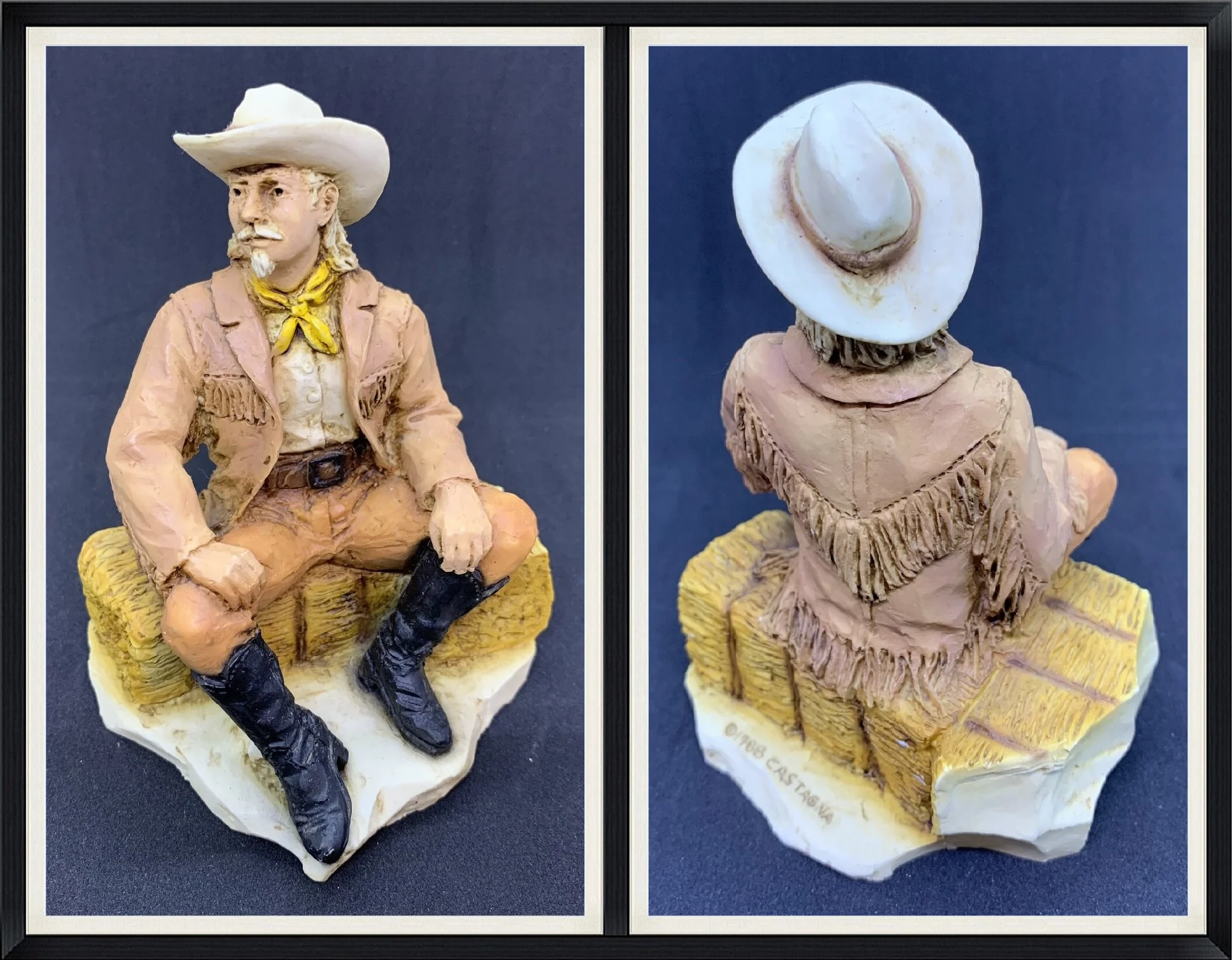 1988 - Buffalo Bill Cody Sitting on a Bale of Hay - Castagna  #183 - CASGI0016 Putman - Ceramic Figurine