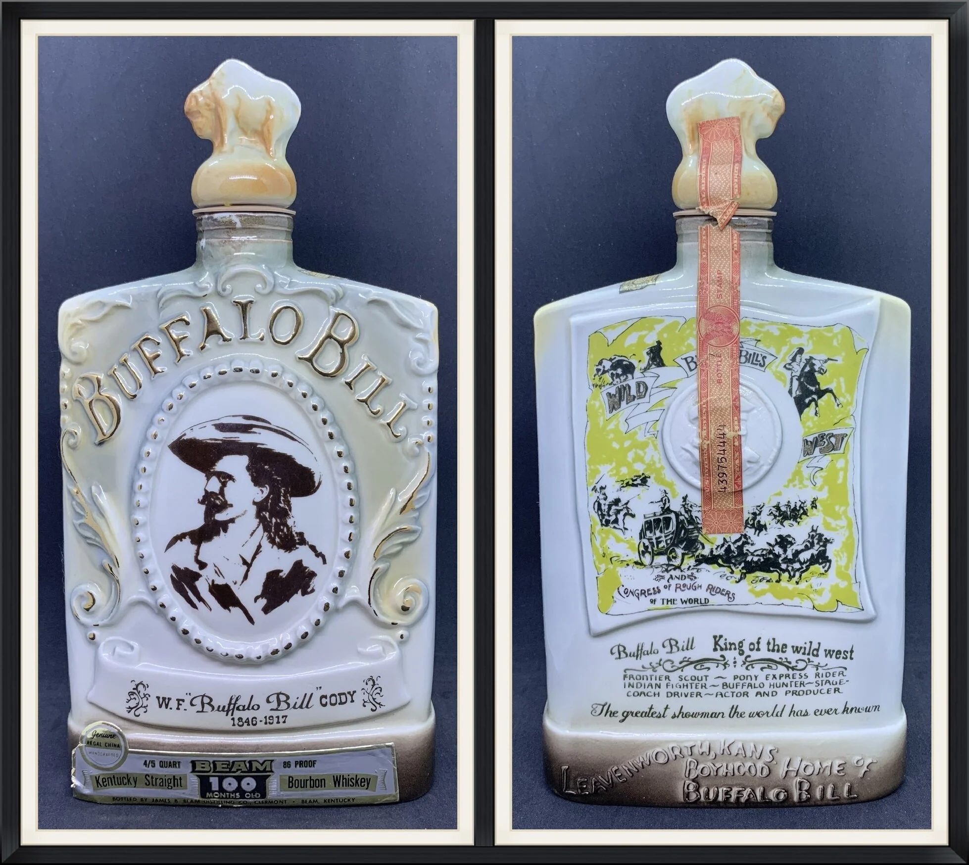 W. F. "Buffalo Bill" Cody - 1846 to 1917 - Leavenworth, Kansas - Boyhood Home of Buffalo Bill - Jim Beam Whiskey Decantur