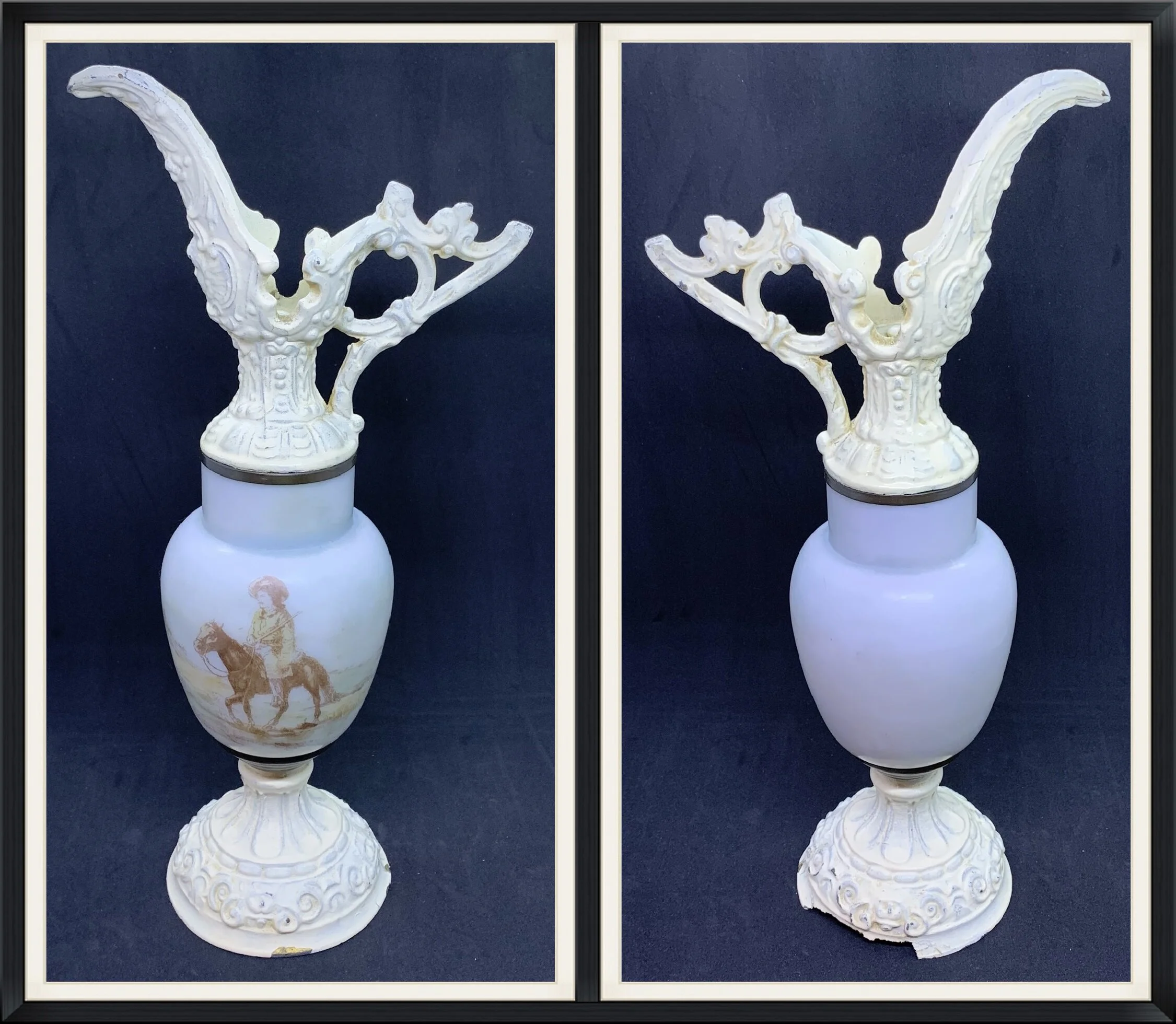 Buffalo Bill Riding on a Horse Painting on a Faux Beverage Picture - Victorian Style Shelf Decoration