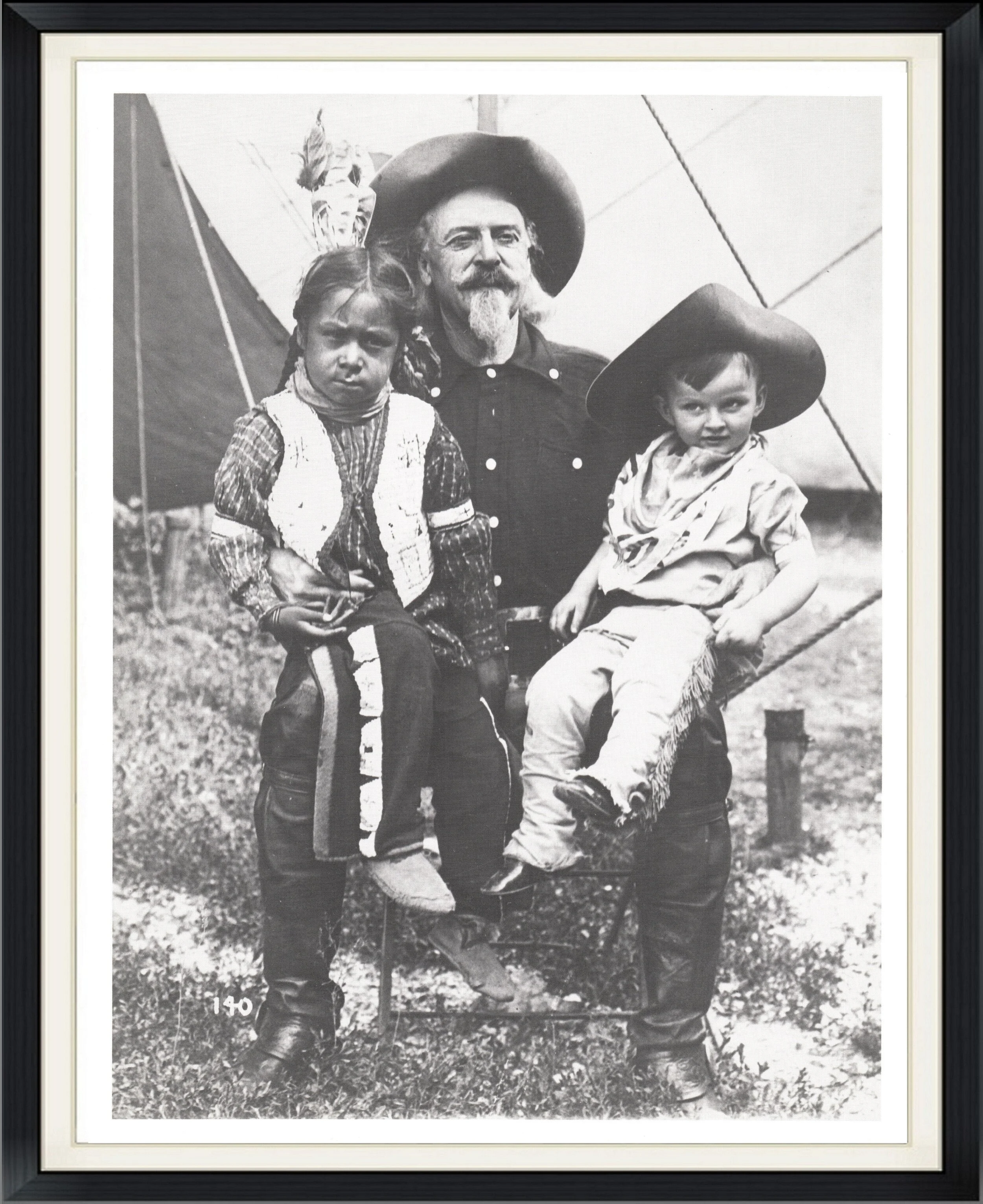 Early 90's Digital Print from Original Source - Buffalo Bill with Young Indian & Cowboy 8.5" x 11" Photo Print