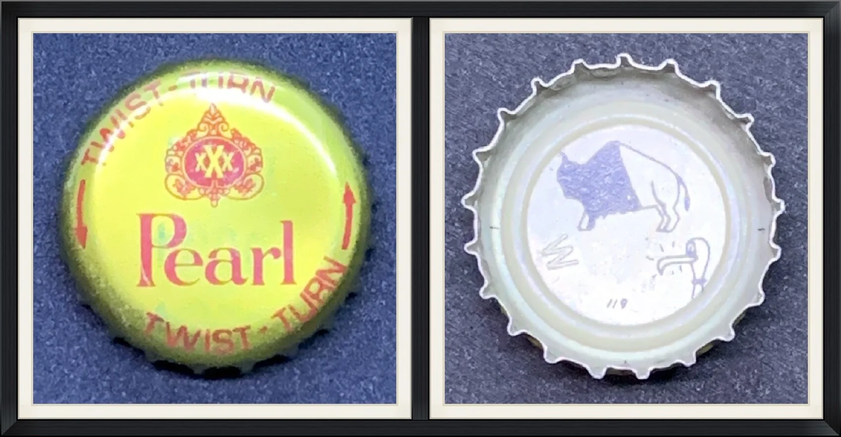 Pearl Soda - Buffalo with a bill from a Bird = Buffalo Bill - Pictionary Trivia Bottle Cap