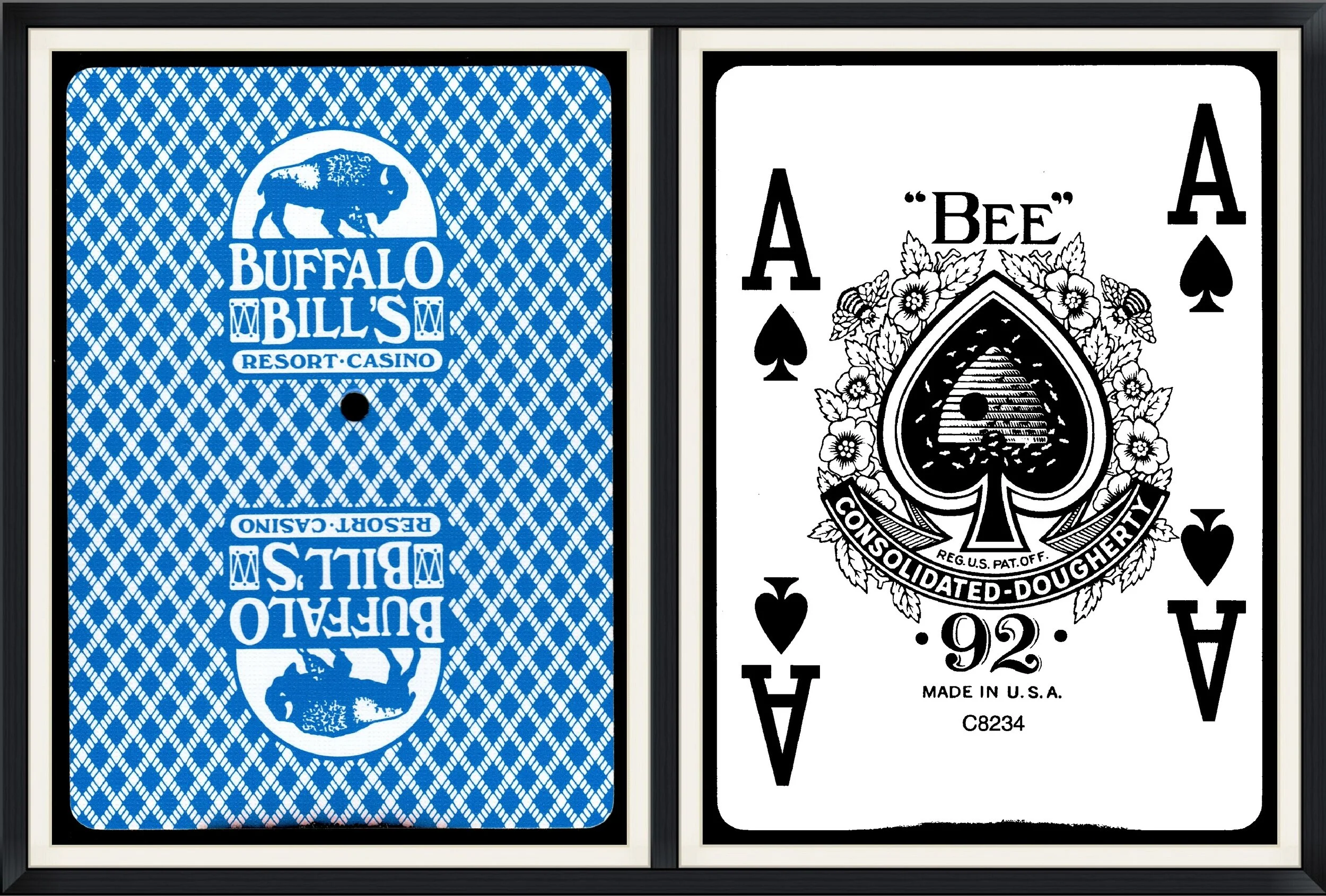 Buffalo Bill's Resort & Casino - Ace of Spades - "Bee" 92 - C8234 - Consolidated Dougherty - Blue Playing Card