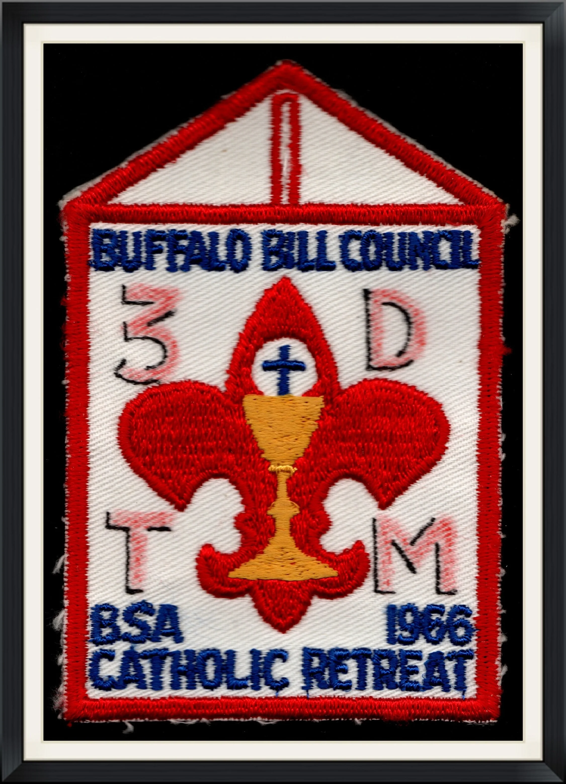 1966 - Buffalo Bill Council - BSA Catholic Retreat - 3 D T M - Patch