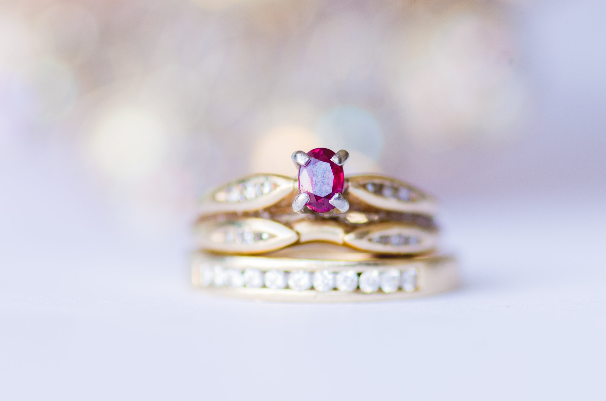 Ruby Wedding Ring Captured by Let There Be Light Photo in Calgary