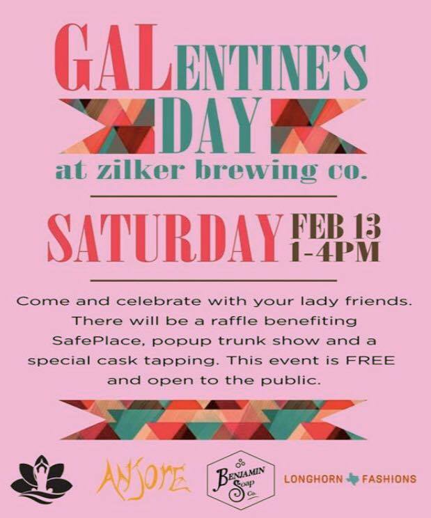 Zilker Brewing Co. | Enjoy local events like Zilker's Galentine's Day event, which is an occasion exclusively for you and your lady friends to enjoy! Among the various goodies promised at the event, there will be a popup trunk show, local vendors, and of course- beer. 