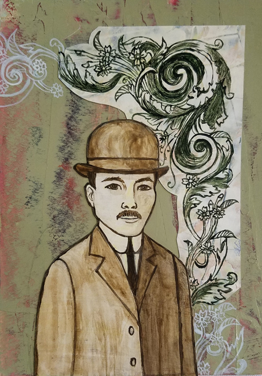 Passport, acrylic on paper