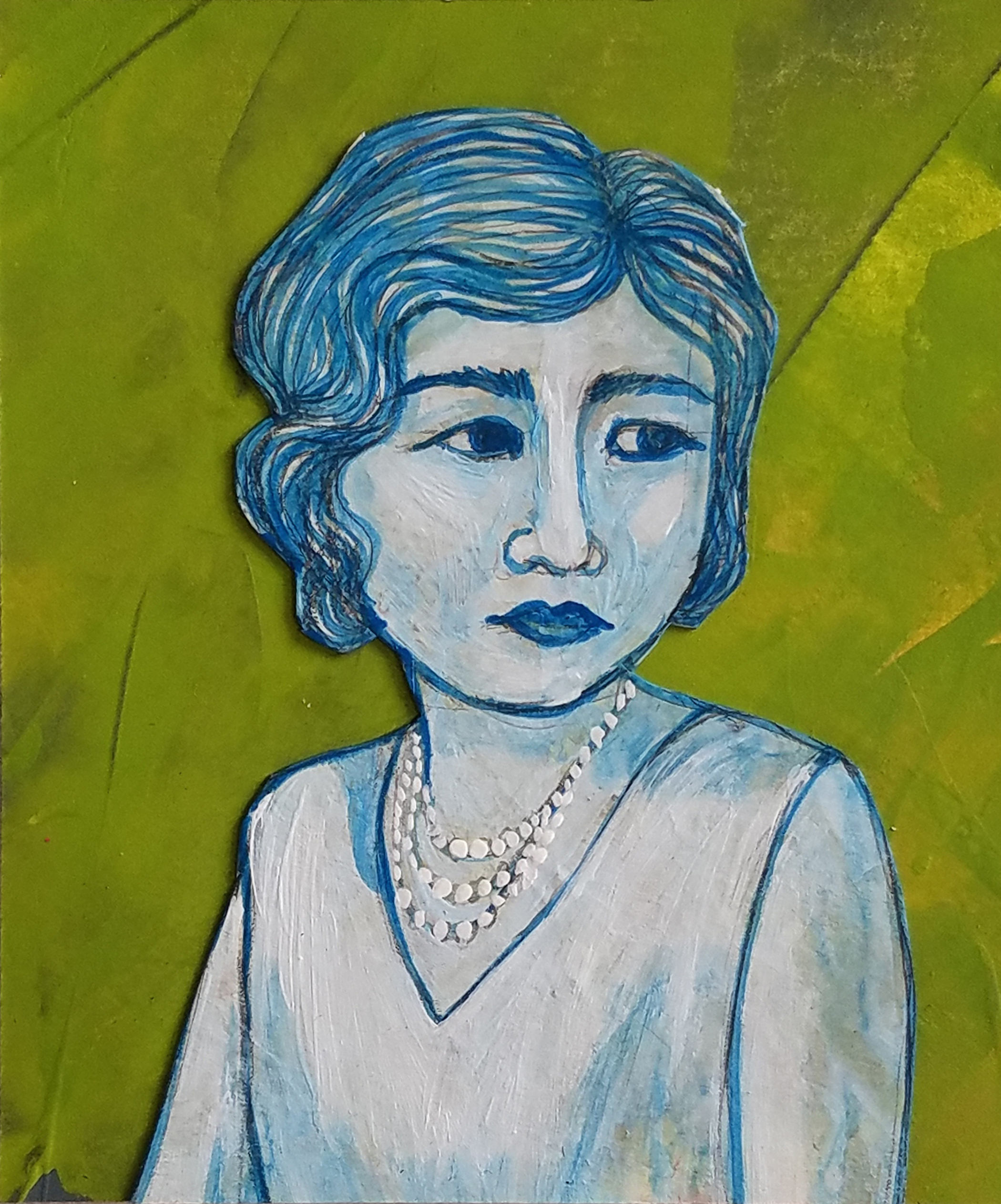 Blue Lady, acrylic on paper