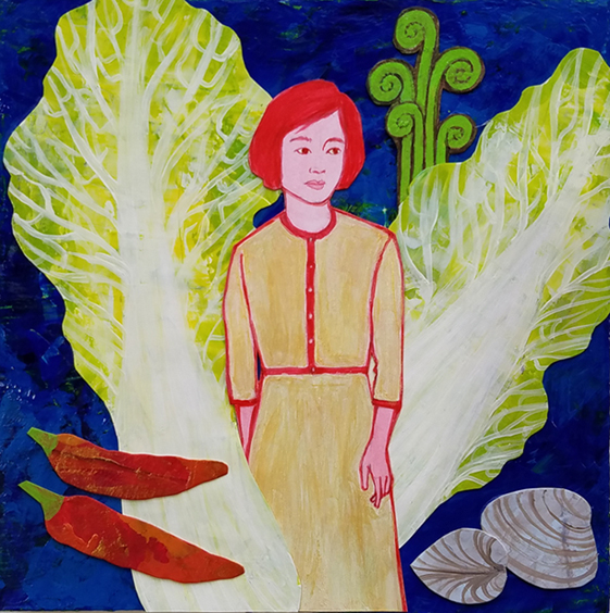 Ho Soon Son, acrylic on paper and wood