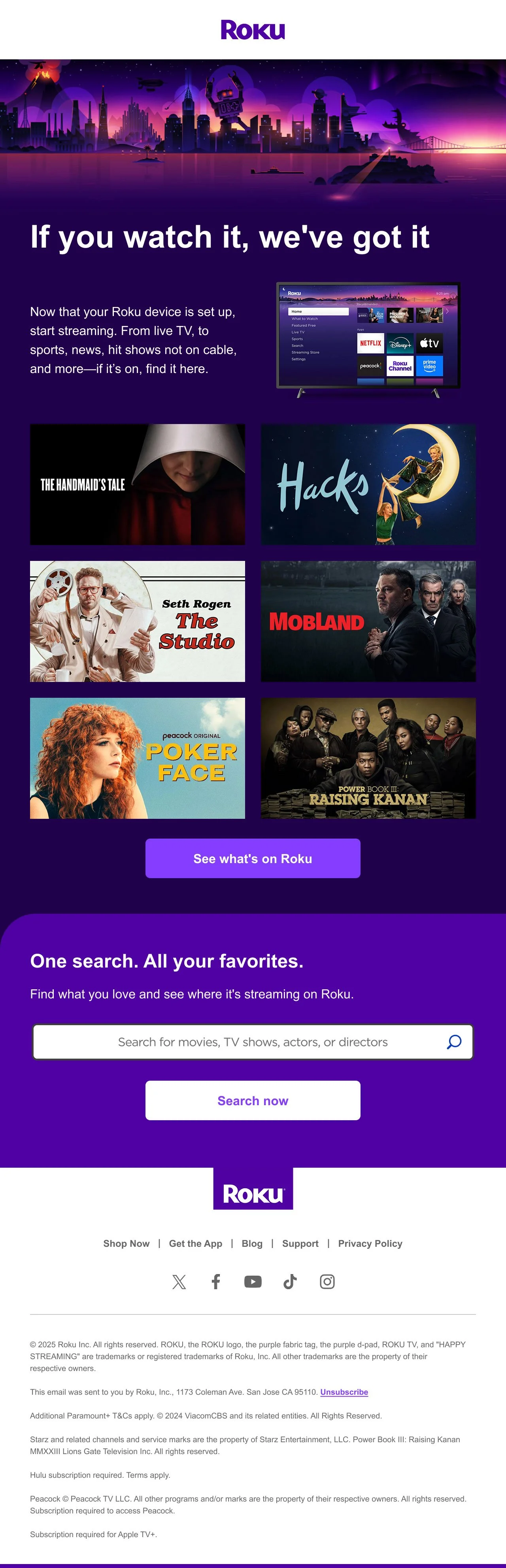 Email 1: Welcome to Roku