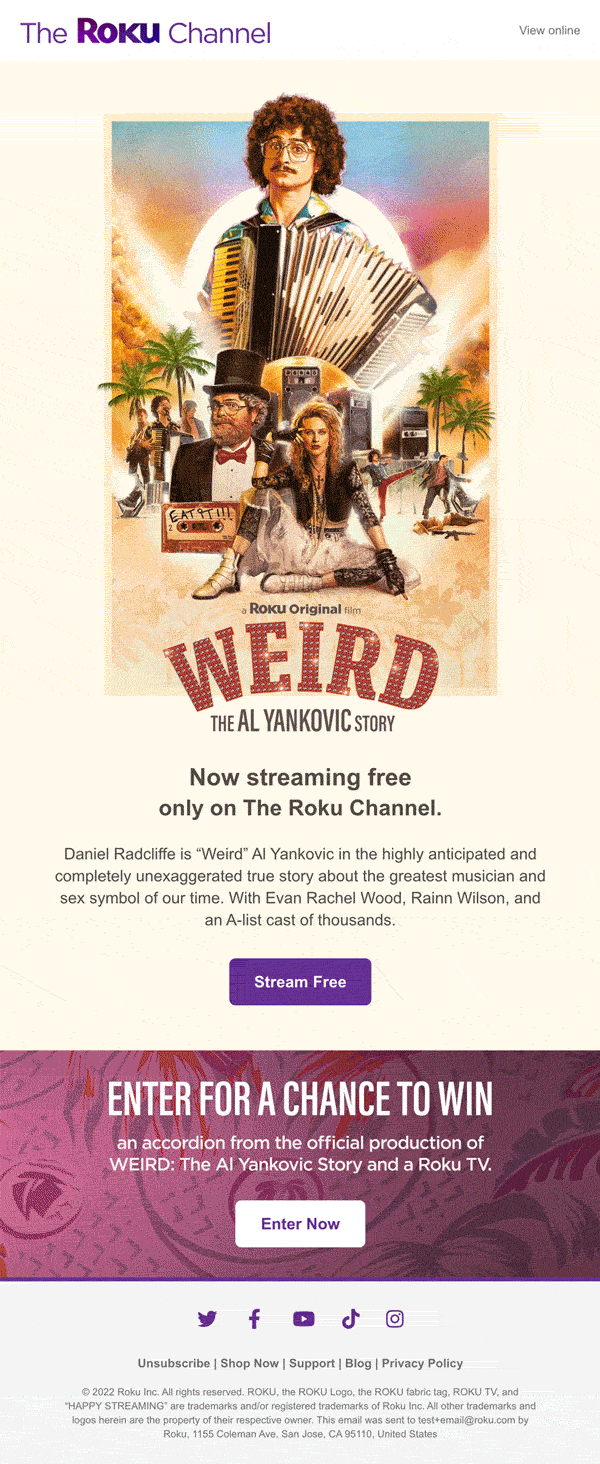 WEIRD: The Al Yankovic Story — Launch Email