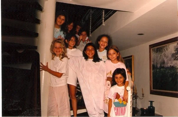 I told you I'd try to find an old photo of that party. Oh boy!...There I am, with the Belle nightgown second on the right from bottom to top. 
