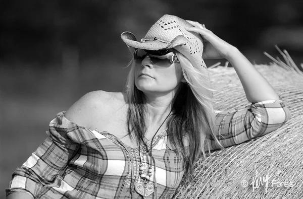 Waiting for the Hay Wagon - Black and White