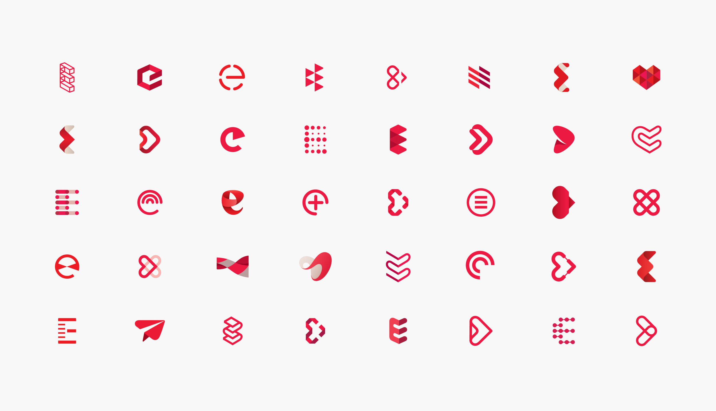 After defining the brand strategy, I started with the broad exploration of what the new brand mark for Empatica could be with the “heart” and “E” letter at the core of the concept.
