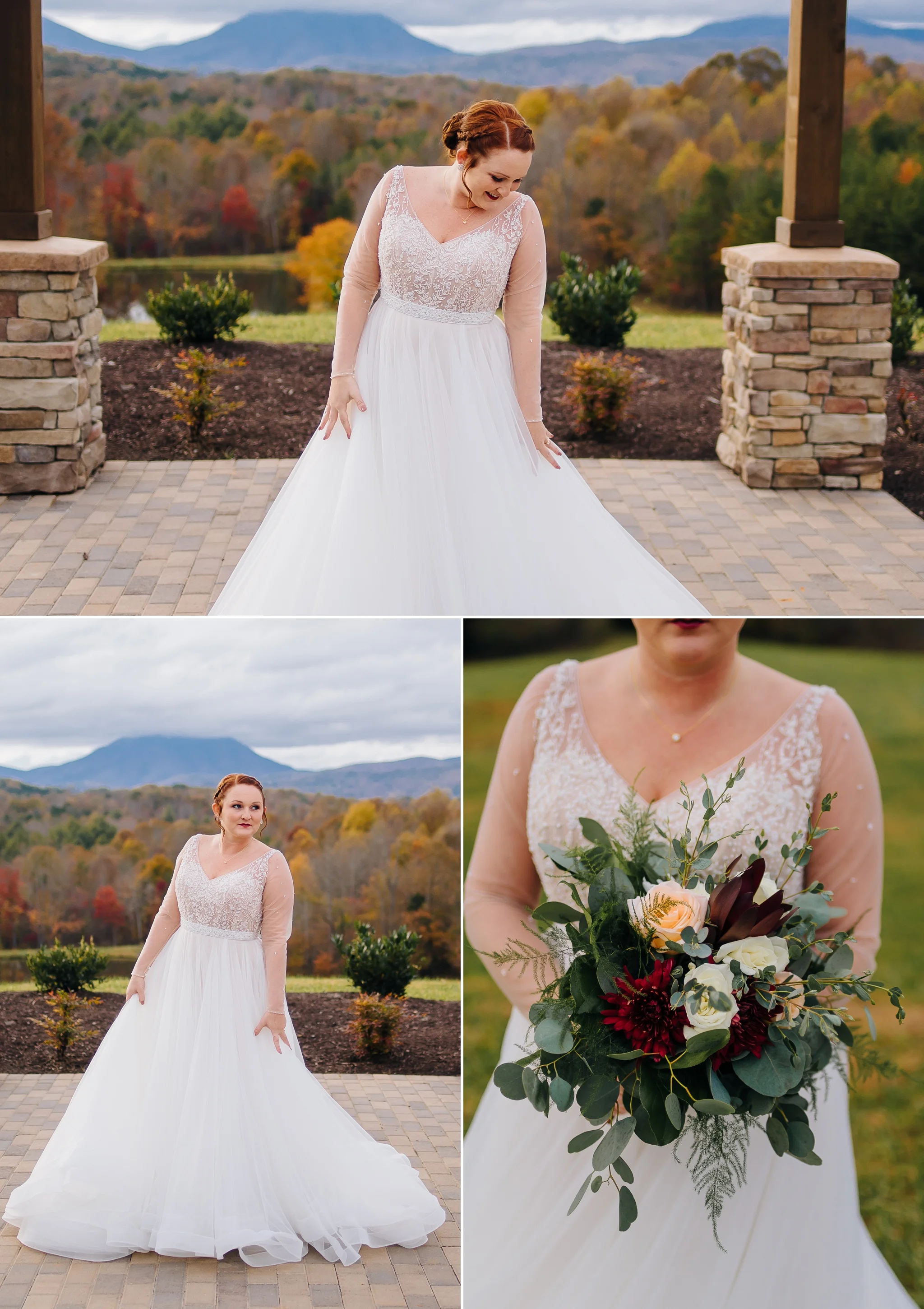 Bride_in_wedding_dress_on_mountaintop_at_glass_hill_venue_Ynchburg_virginia_overlooking_blue_ridge_mountain_by_jonathan_and_hannah_photography
