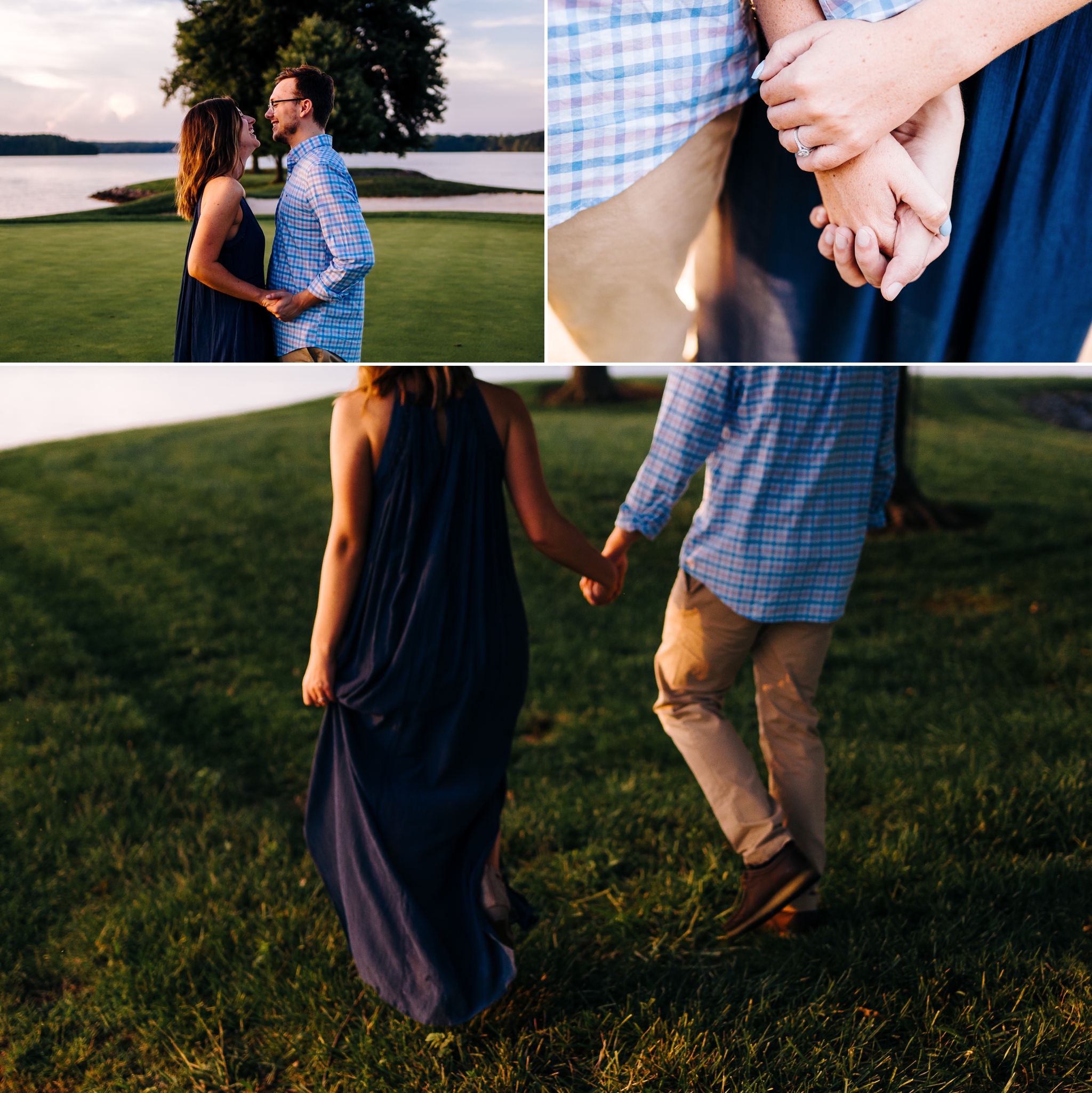 Engaged_couple_on_golf_course_at_smith_mountain_lake_Virginia_by_Jonathan_and_hannah_photography