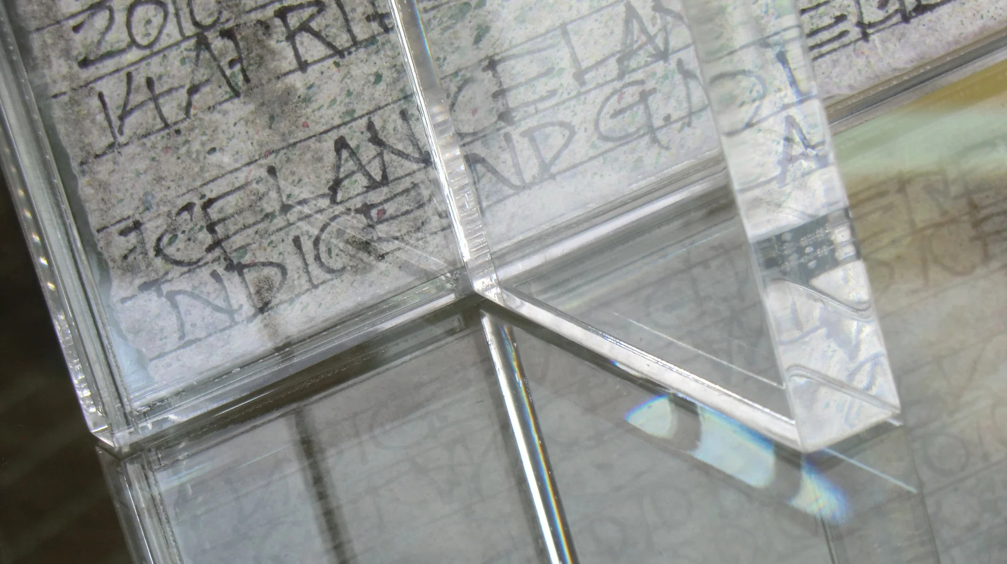 B.V. detail. PEN, VOLCANIC ASH, PERSPEX