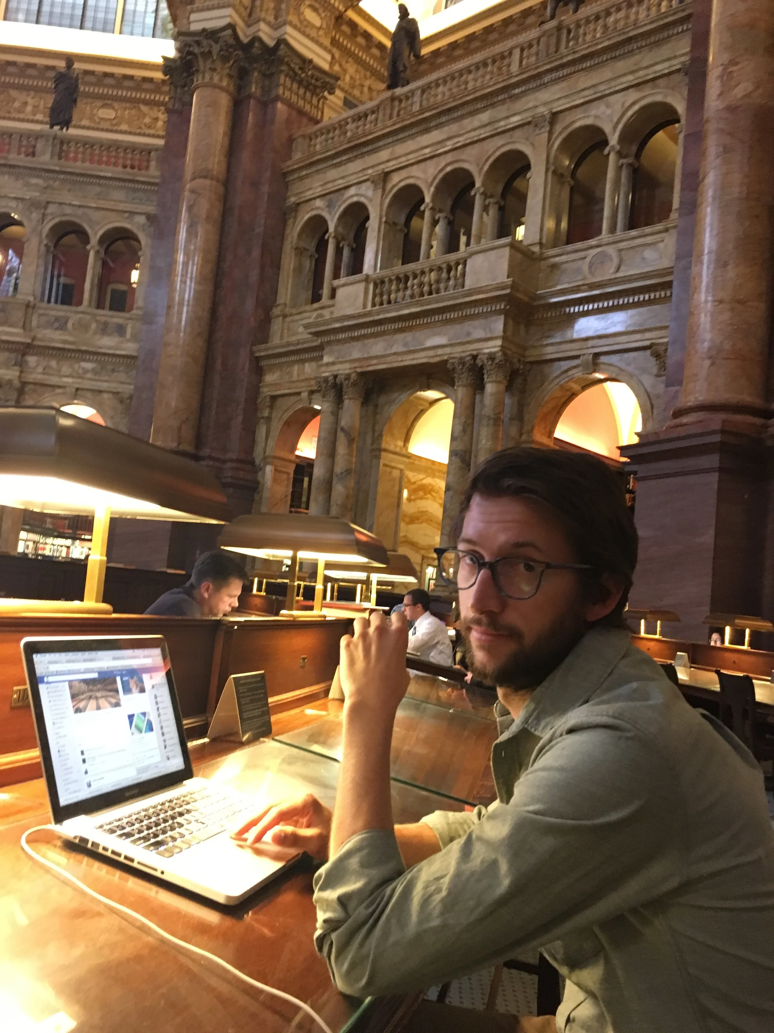 Carson at the Library of Congress, Jefferson Reading Room.