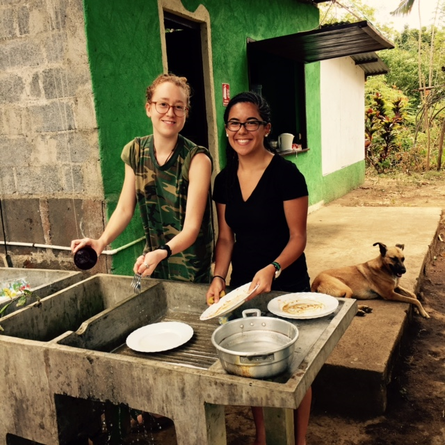 Sophia and Betty helping out with dishes 