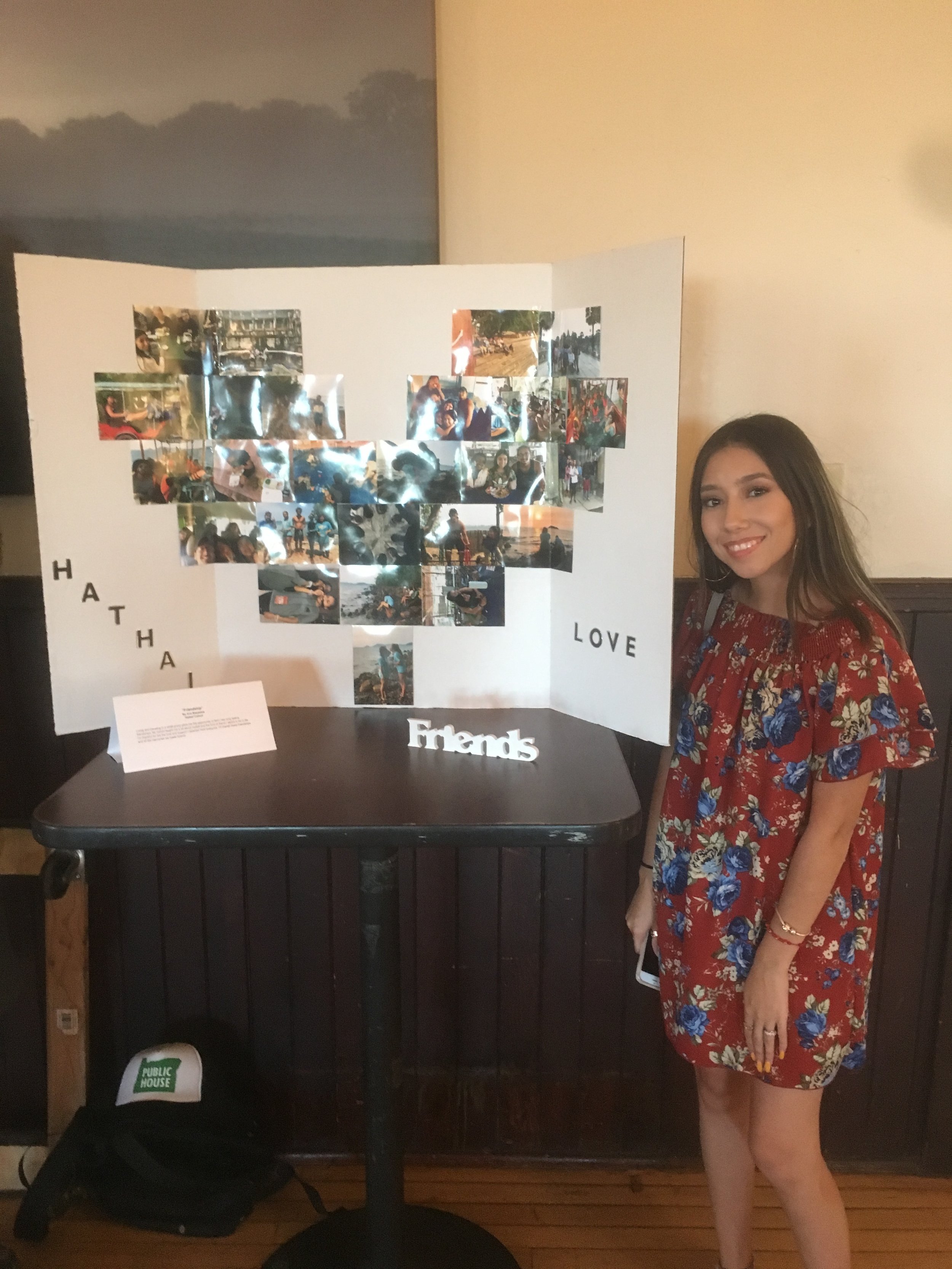 Ana and her art piece at the Capstone and Storytelling night.