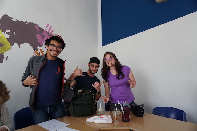 Having a blast during a break between class and a presentation.