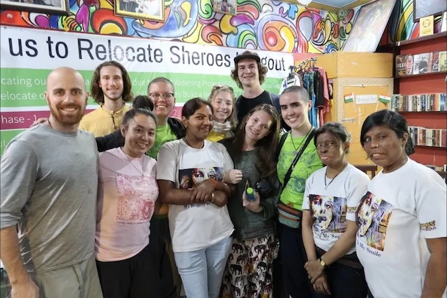 The group hanging out at Sheroes cafe.